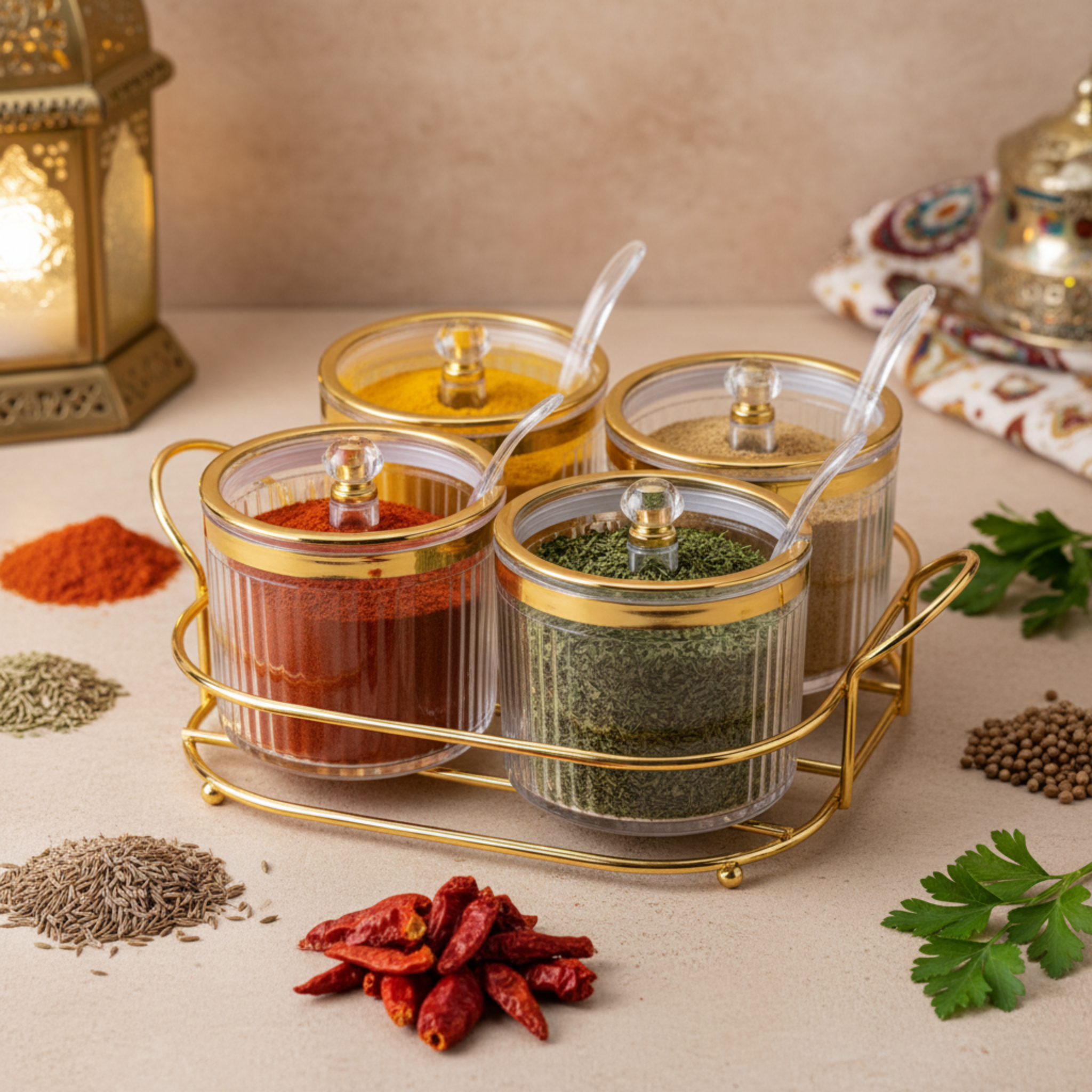 Porte-Épices ou Porte-Fruits Secs avec Support - Organisation Pratique et Élégante | Fiolla Home