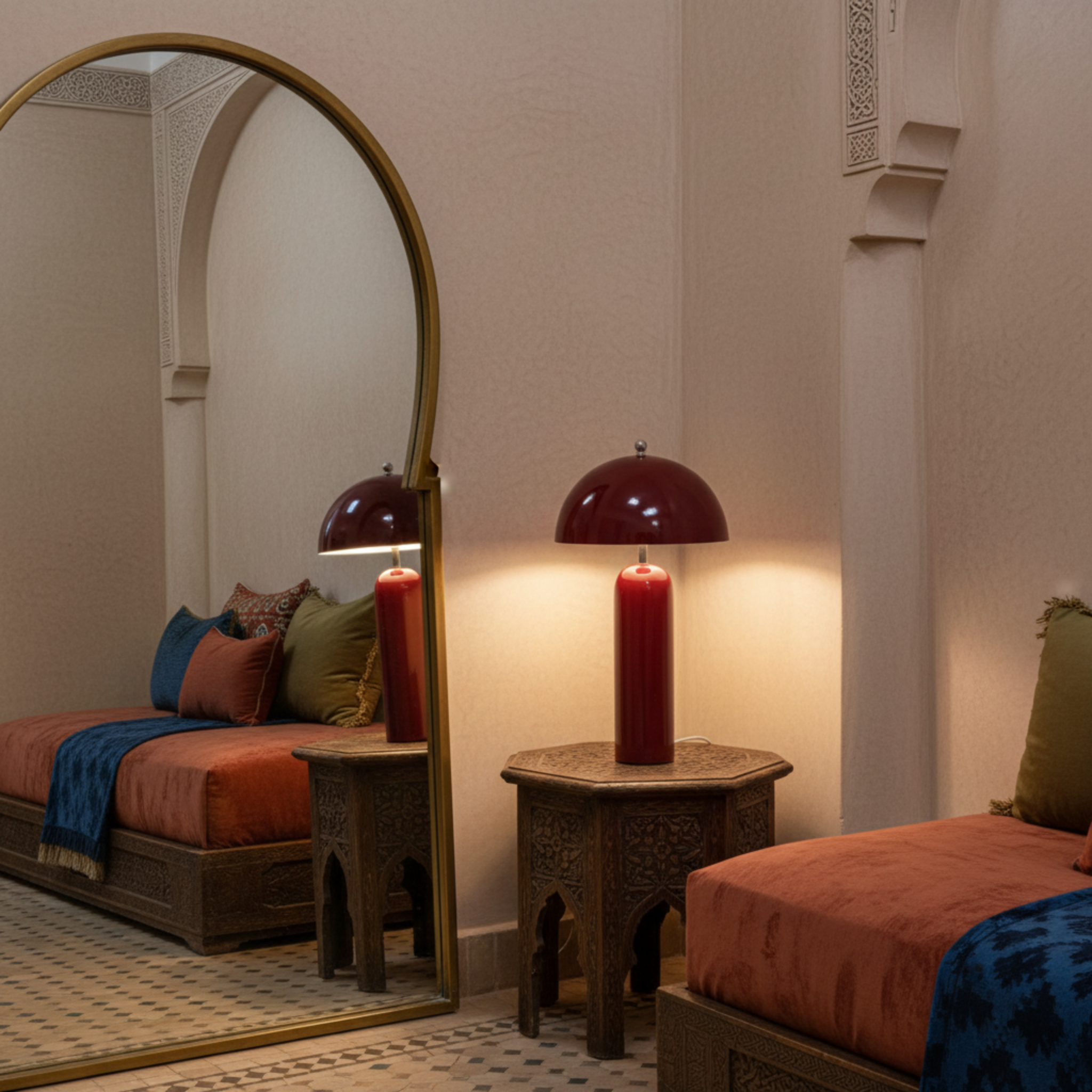 Lampe à Poser Champignon Rouge – Design Rétro Chic & Tendance