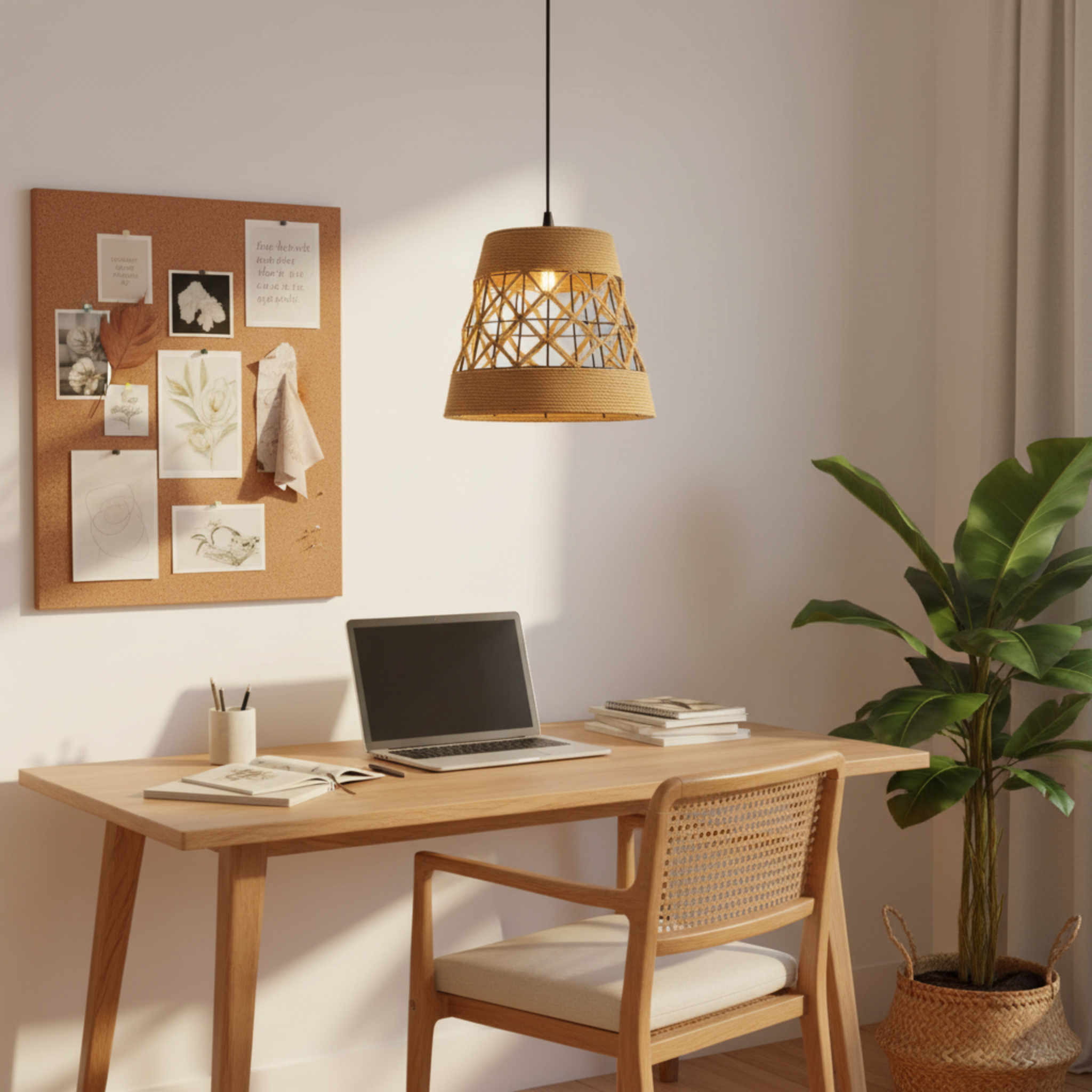 Suspension "Alya" en Jute Tressé – Luminaire Tunisie