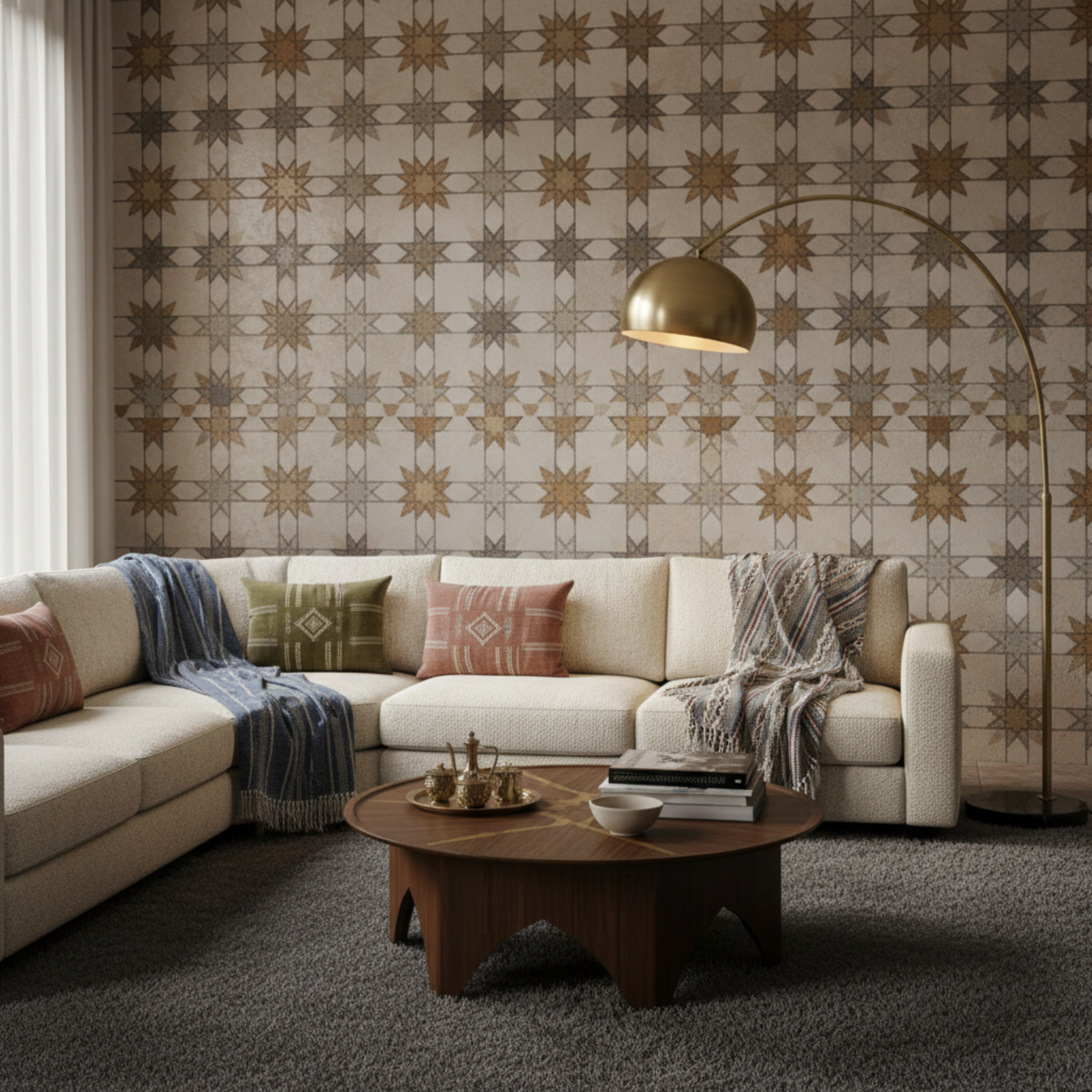 Lampadaire Arc Bronze Premium – Design Luxe & Élégance Tunisie