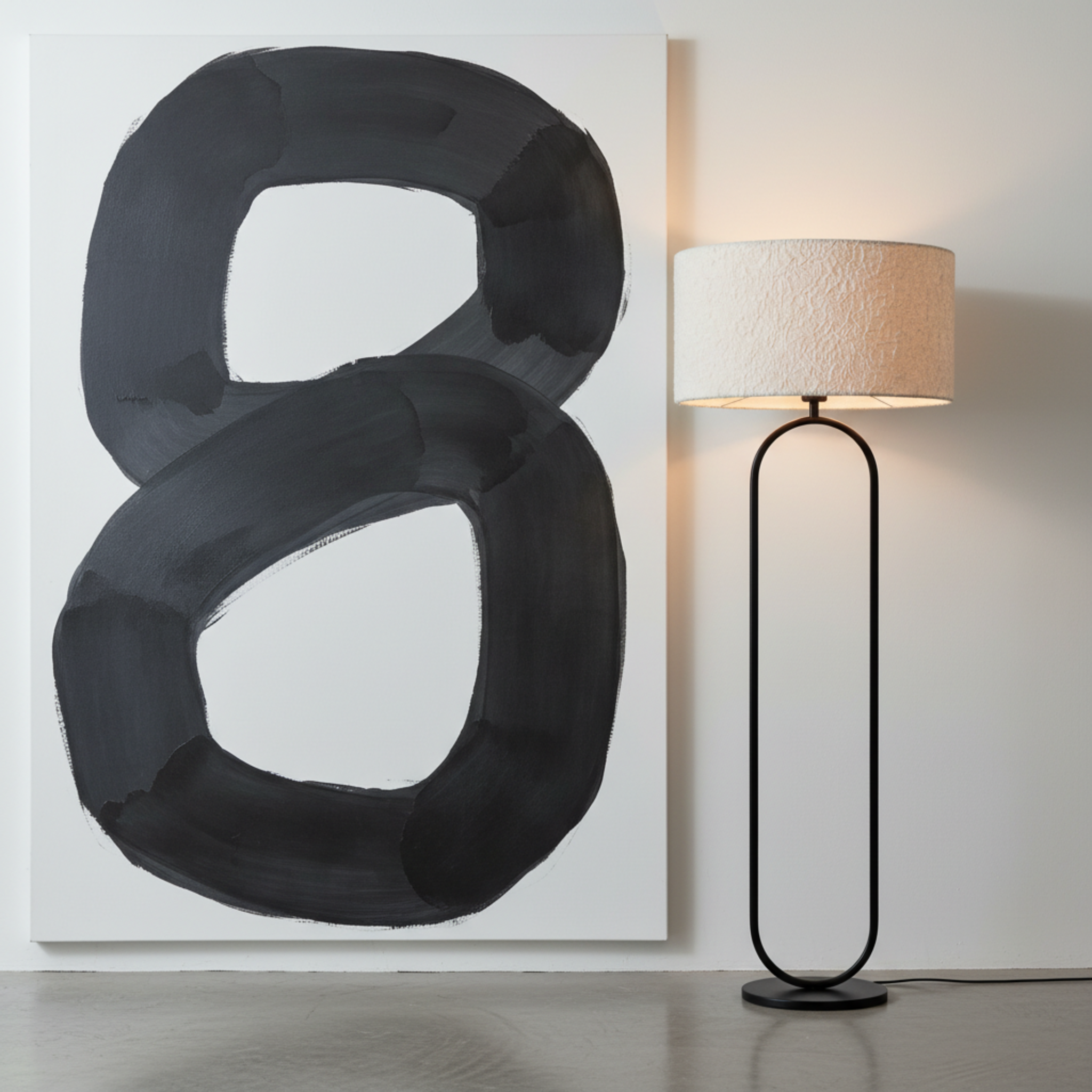 Lampadaire CÉLESTE Métal Noir et Abat-Jour Bouclette | Fiolla Home