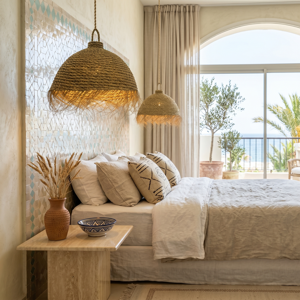 Suspension Ronde Halfa | Luminaire Dôme Naturel | Fiolla Home