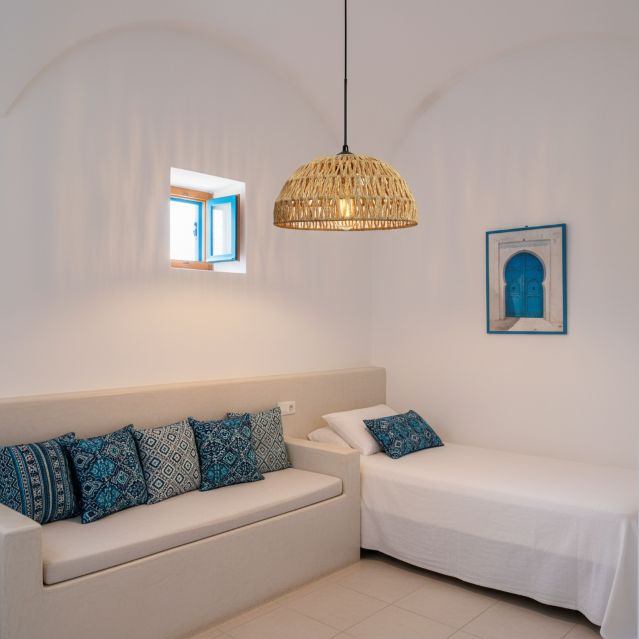 Suspension "Sama" en Jute Tressé – Luminaire Dôme Style Boho