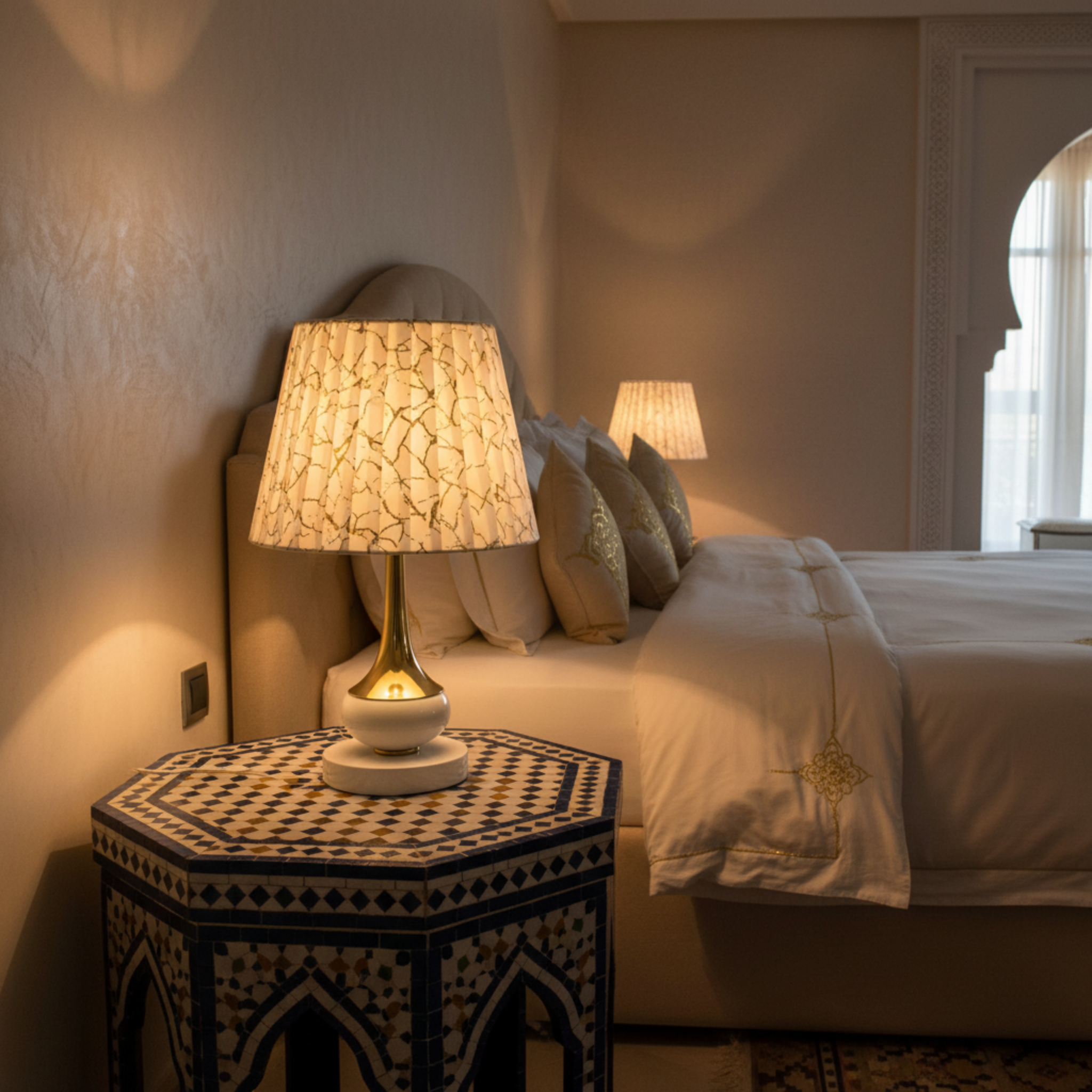 Lampe de Chevet Dorée Effet Marbre | Fiolla Home Tunisie