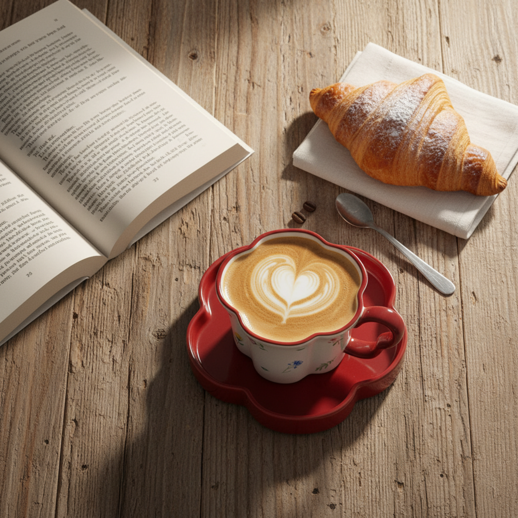 Tasse Forme Fleur & Soucoupe Rouge – Mug Cute & Idée Cadeau Tunisie