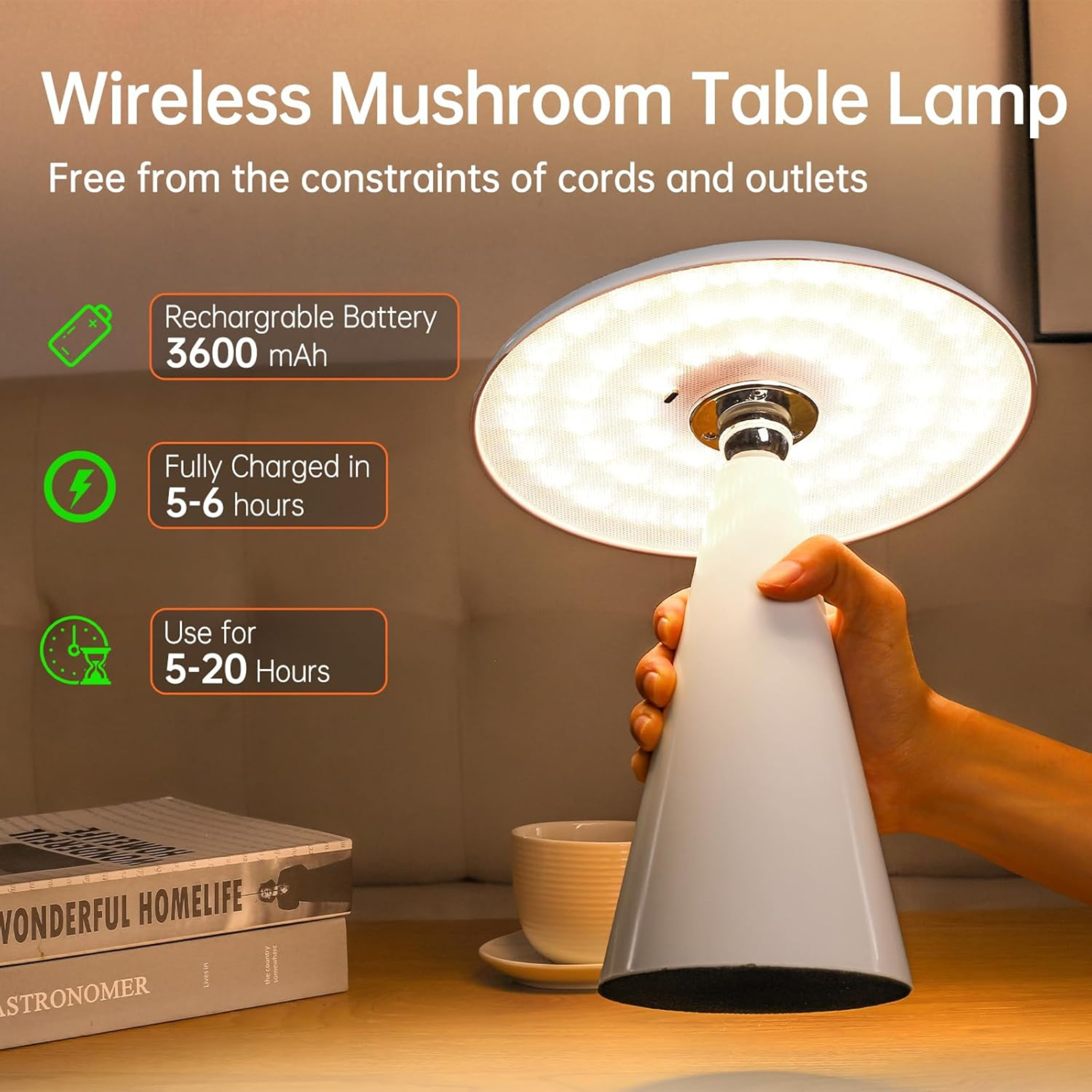 Veilleuse LED Tête Orientable Blanche | Fiolla Home Tunisie