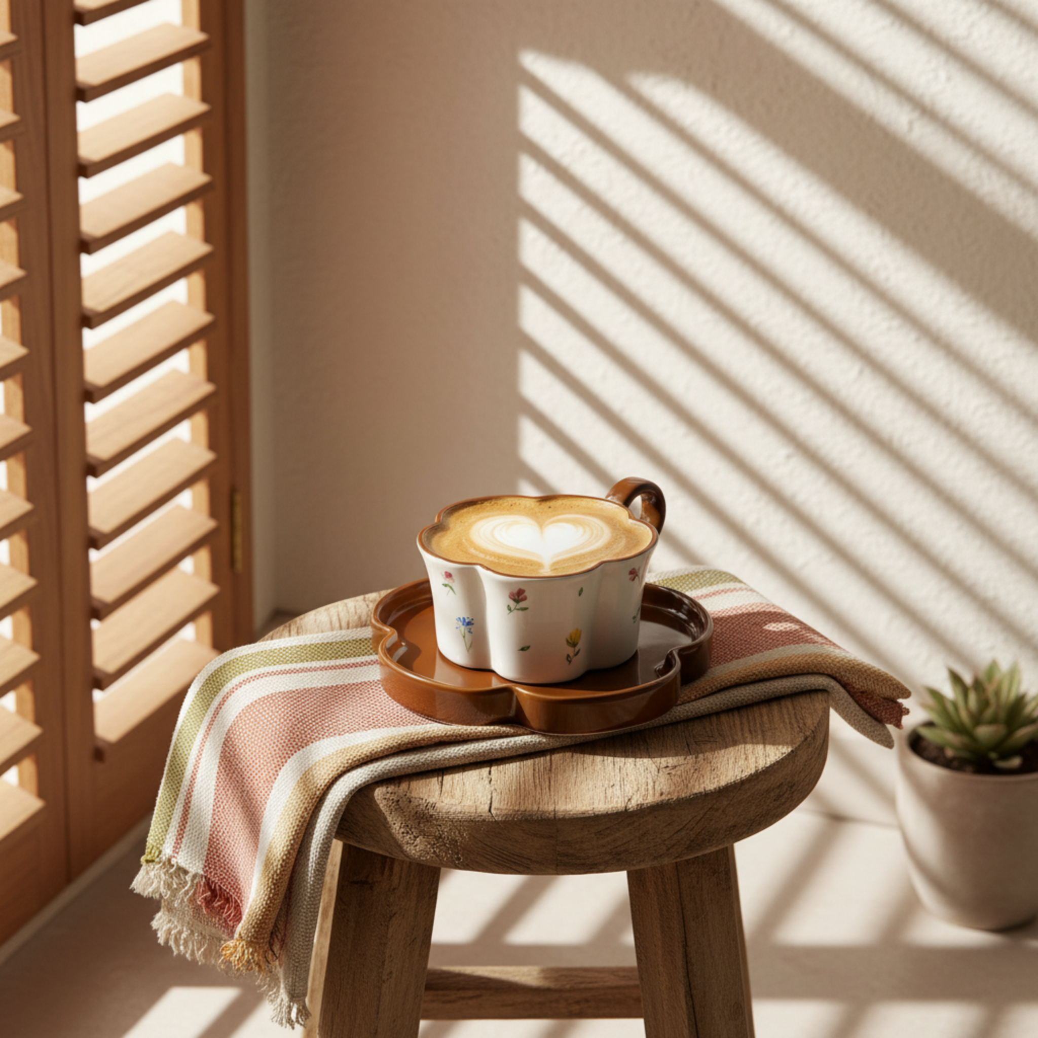 Tasse Fleur & Soucoupe Marron – Mug Cute Idée Cadeau Tunisie