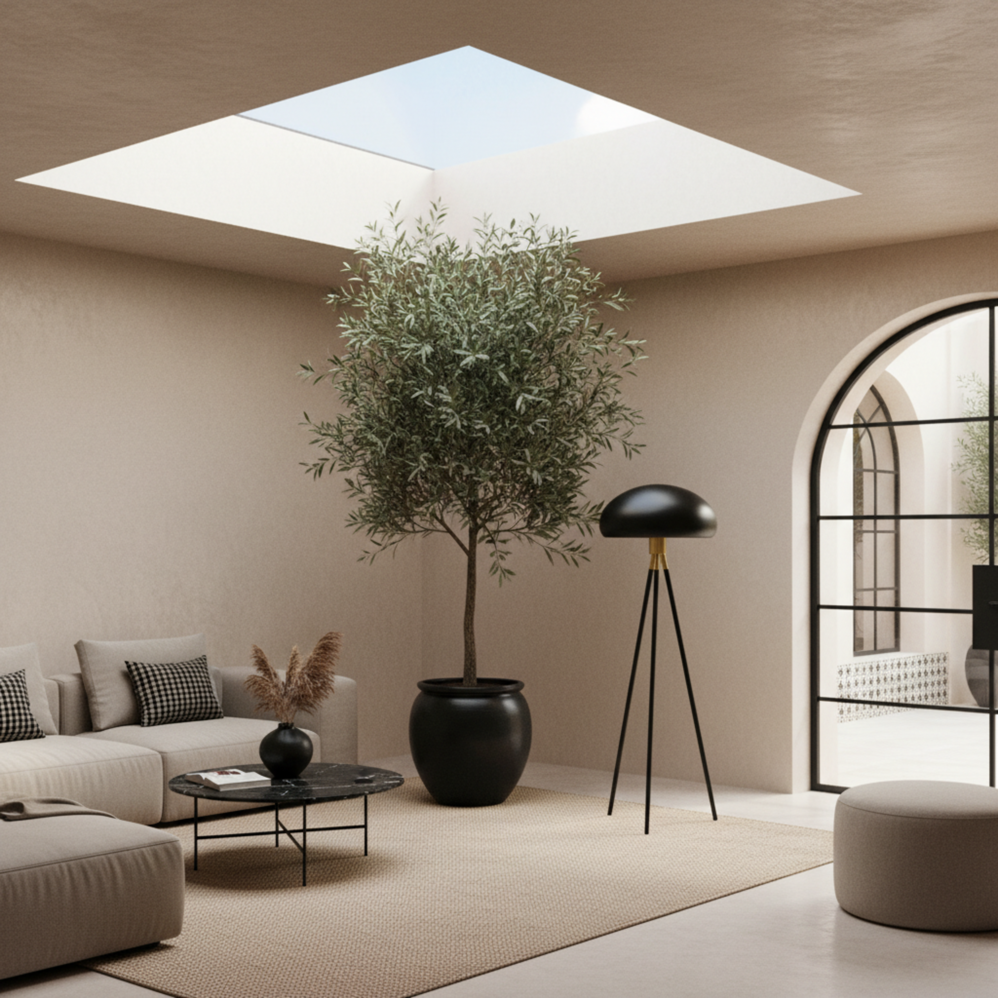 Lampadaire Trépied Noir et Or – Design Luxe pour Salon en Tunisie