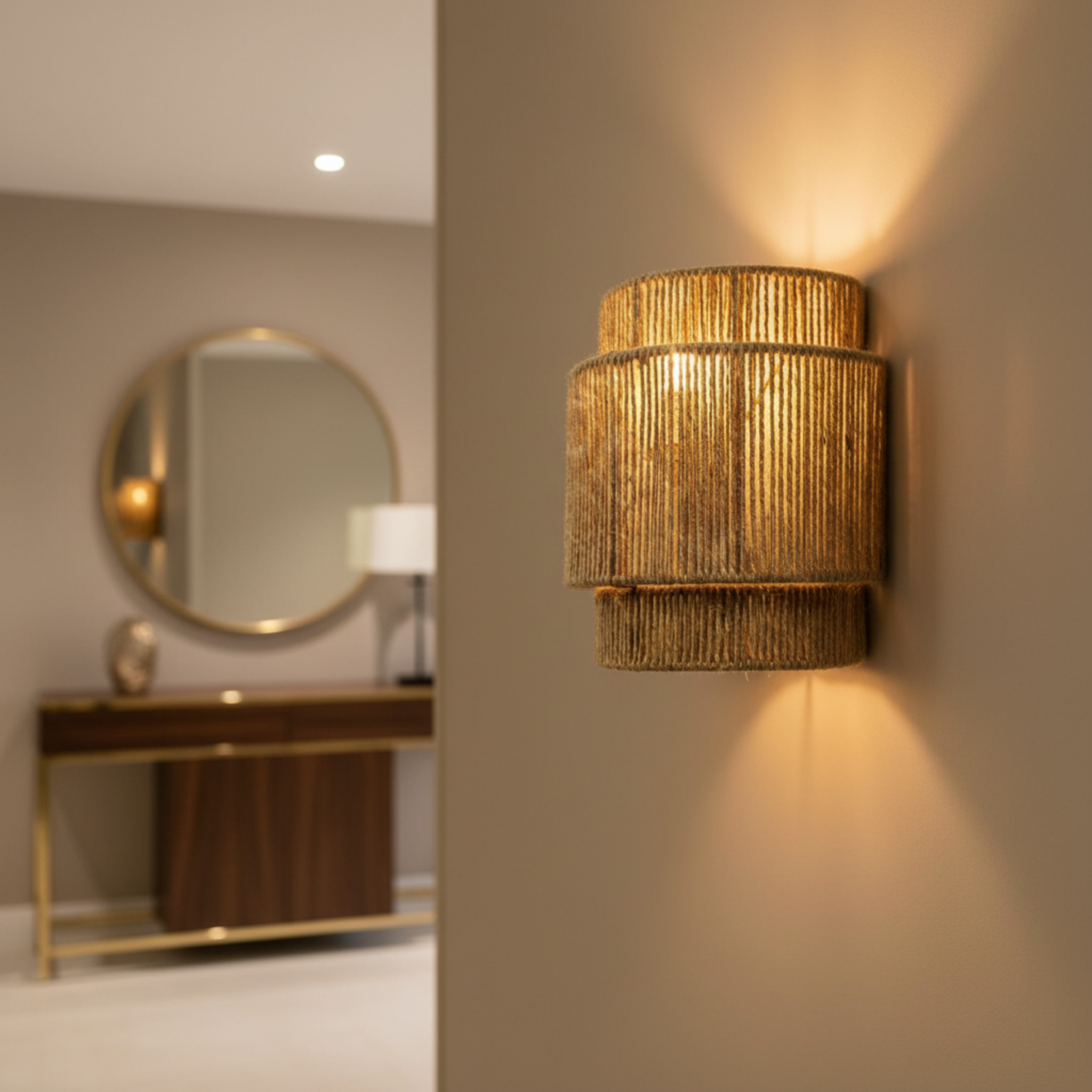 Applique Murale "Kenza" en Jute Tressé – Luminaire Style Boho Naturel