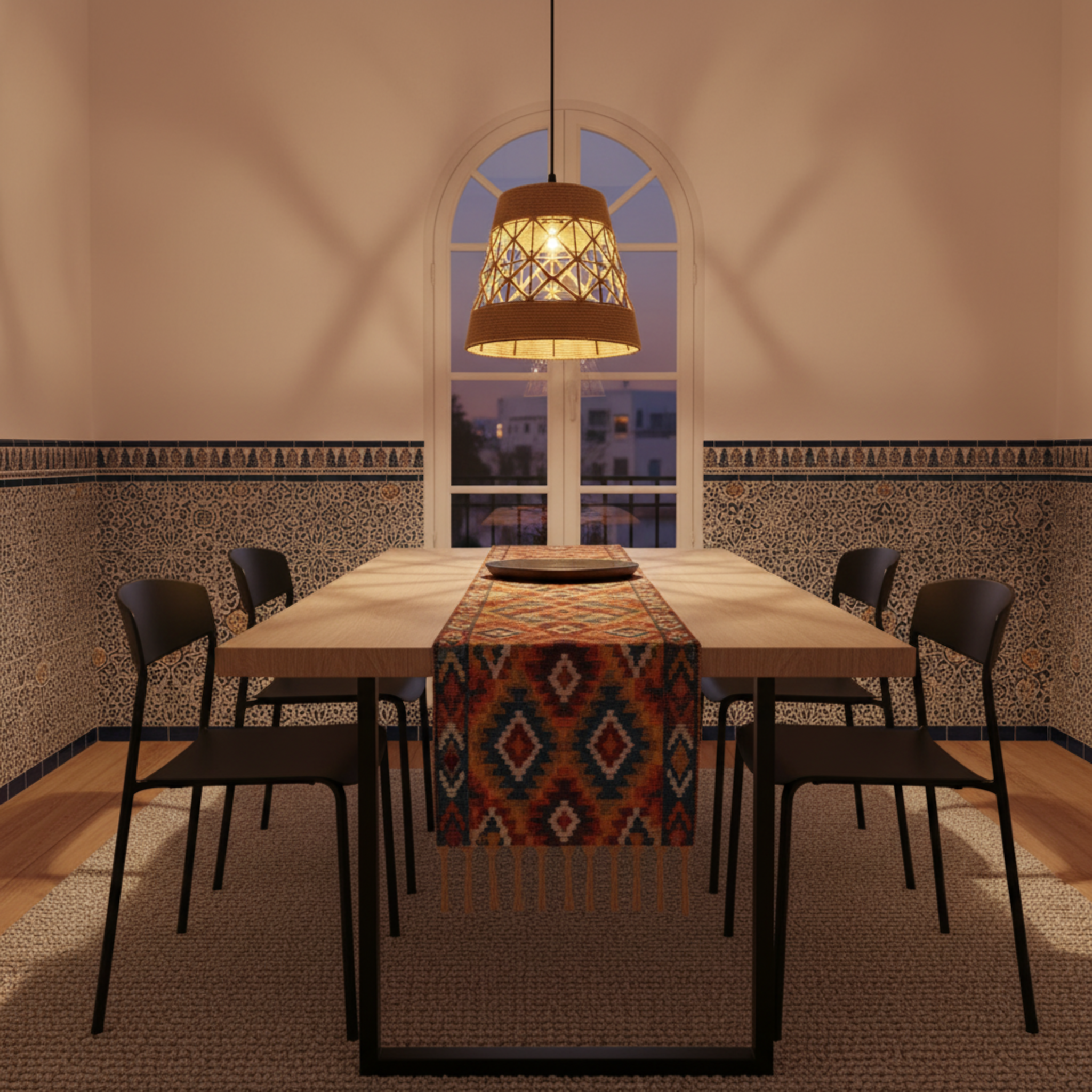 Suspension "Alya" en Jute Tressé – Luminaire Tunisie