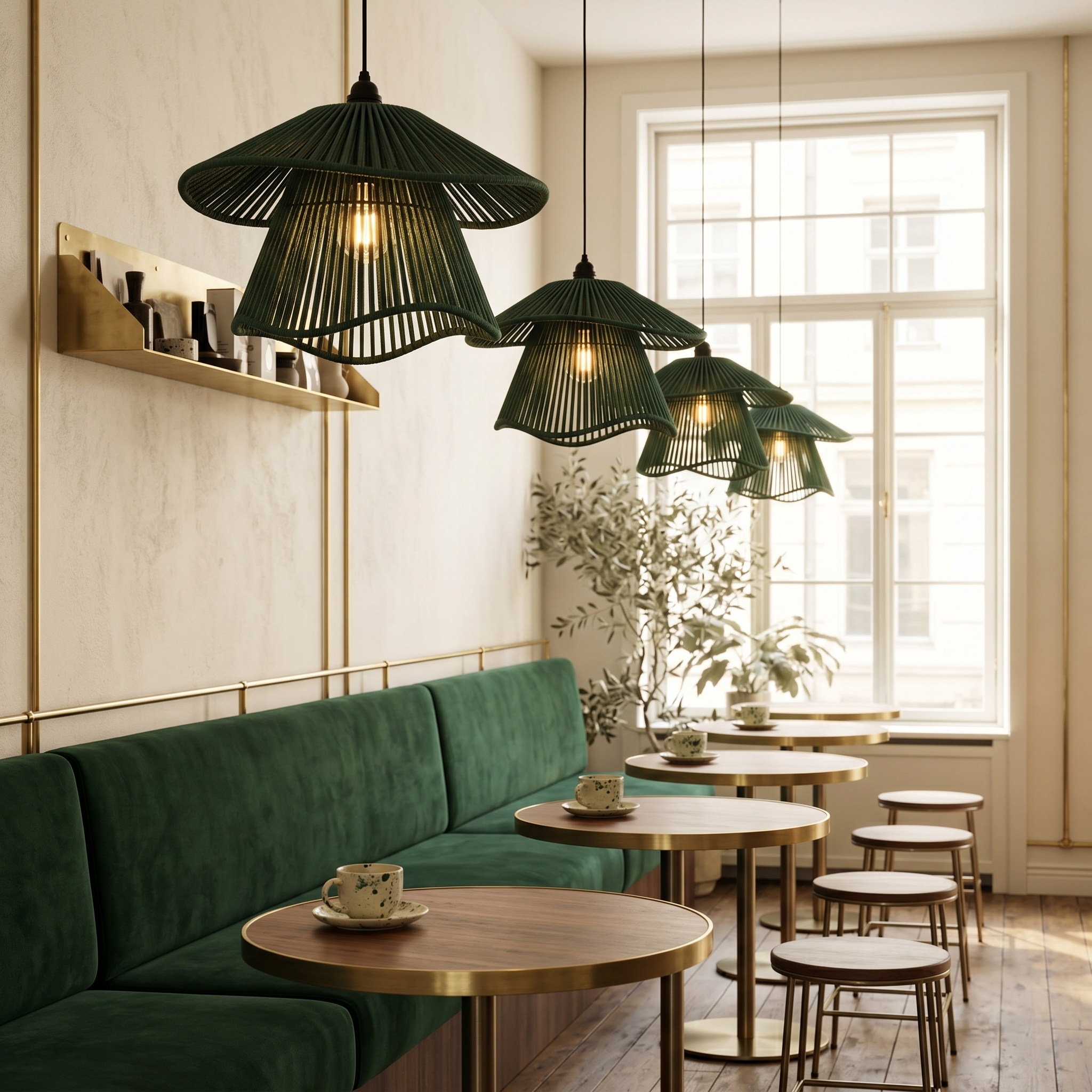 Suspension Corde Verte Tunisie | Lustre Bohème Festonné | Fiolla Home