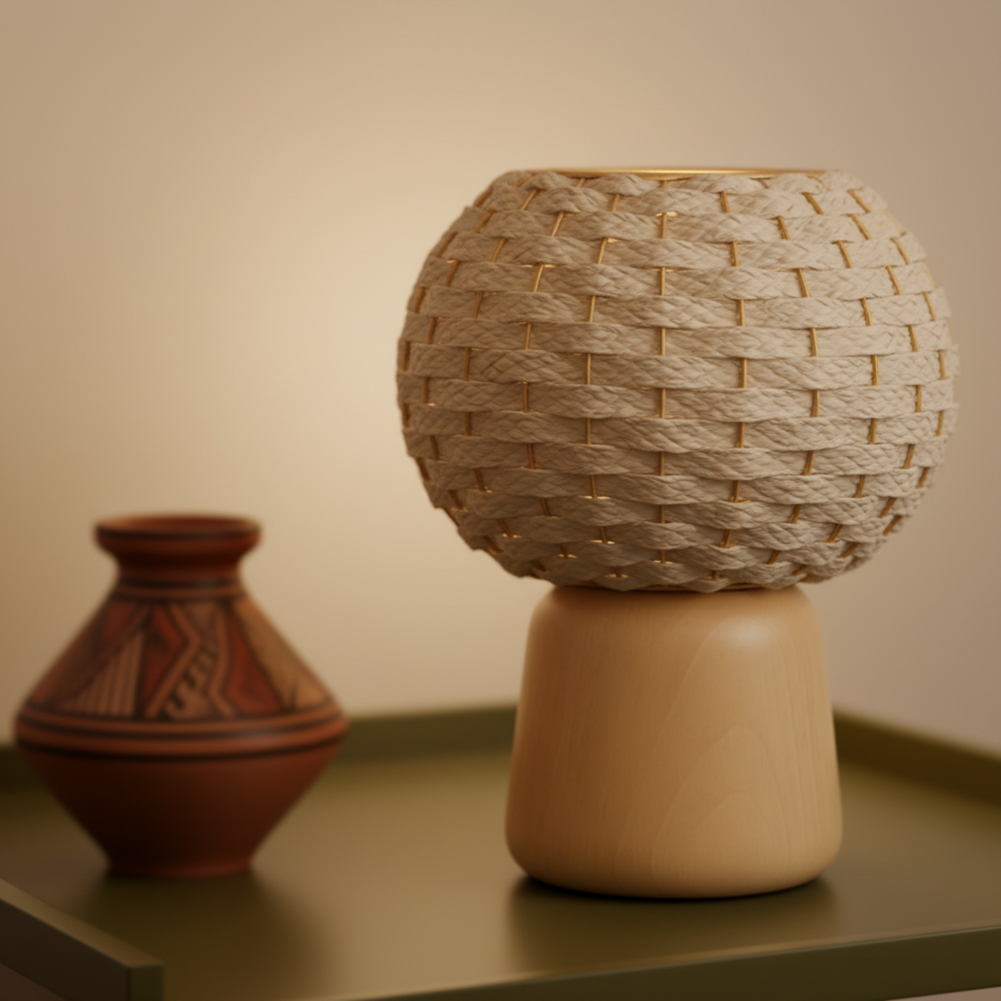 Veilleuse Nour El Leyl – Lampe de chevet bois handmade Tunisie