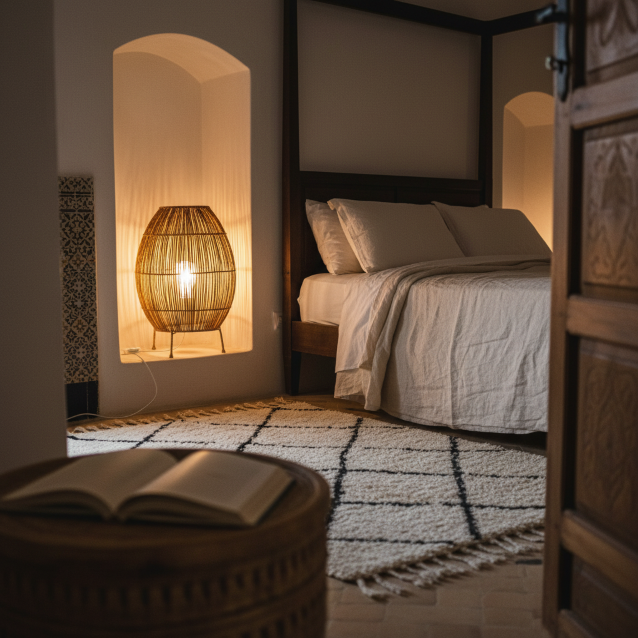 Lampe à Poser Fibres de Palmier Artisanale Fait Main | Fiolla Home