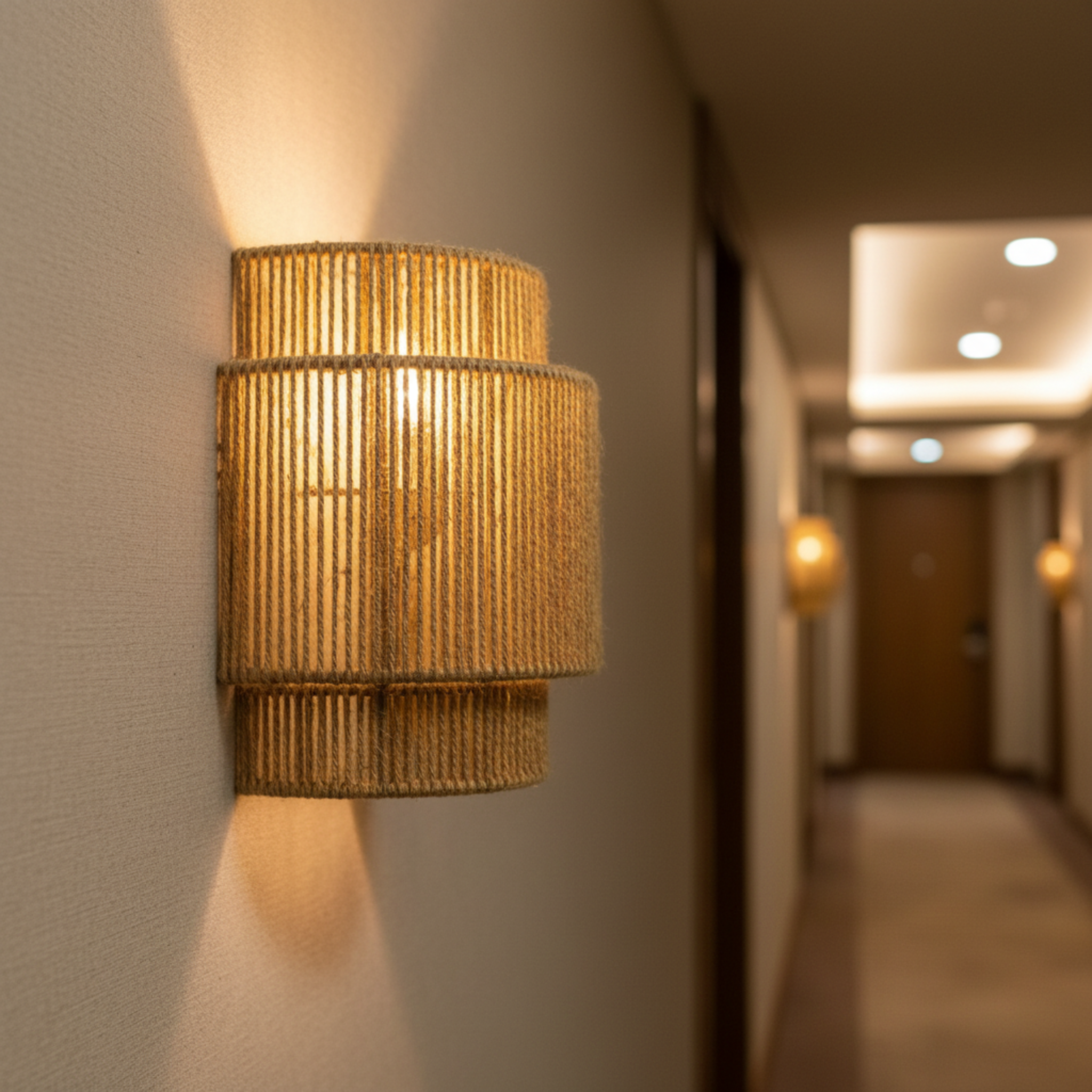 Applique Murale "Kenza" en Jute Tressé – Luminaire Style Boho Naturel