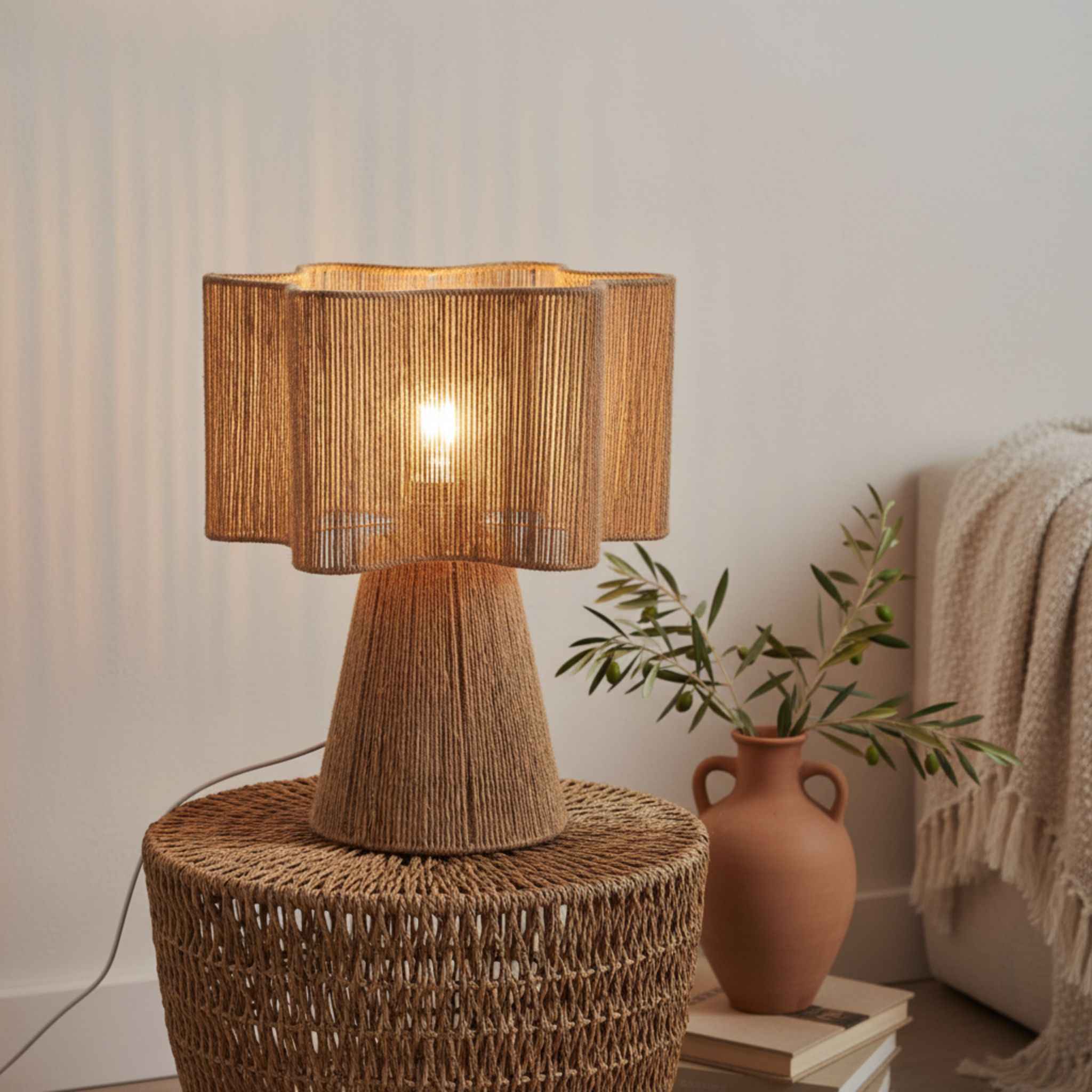 Lampe à Poser en Jute Naturelle - Design Bohème & Authentique