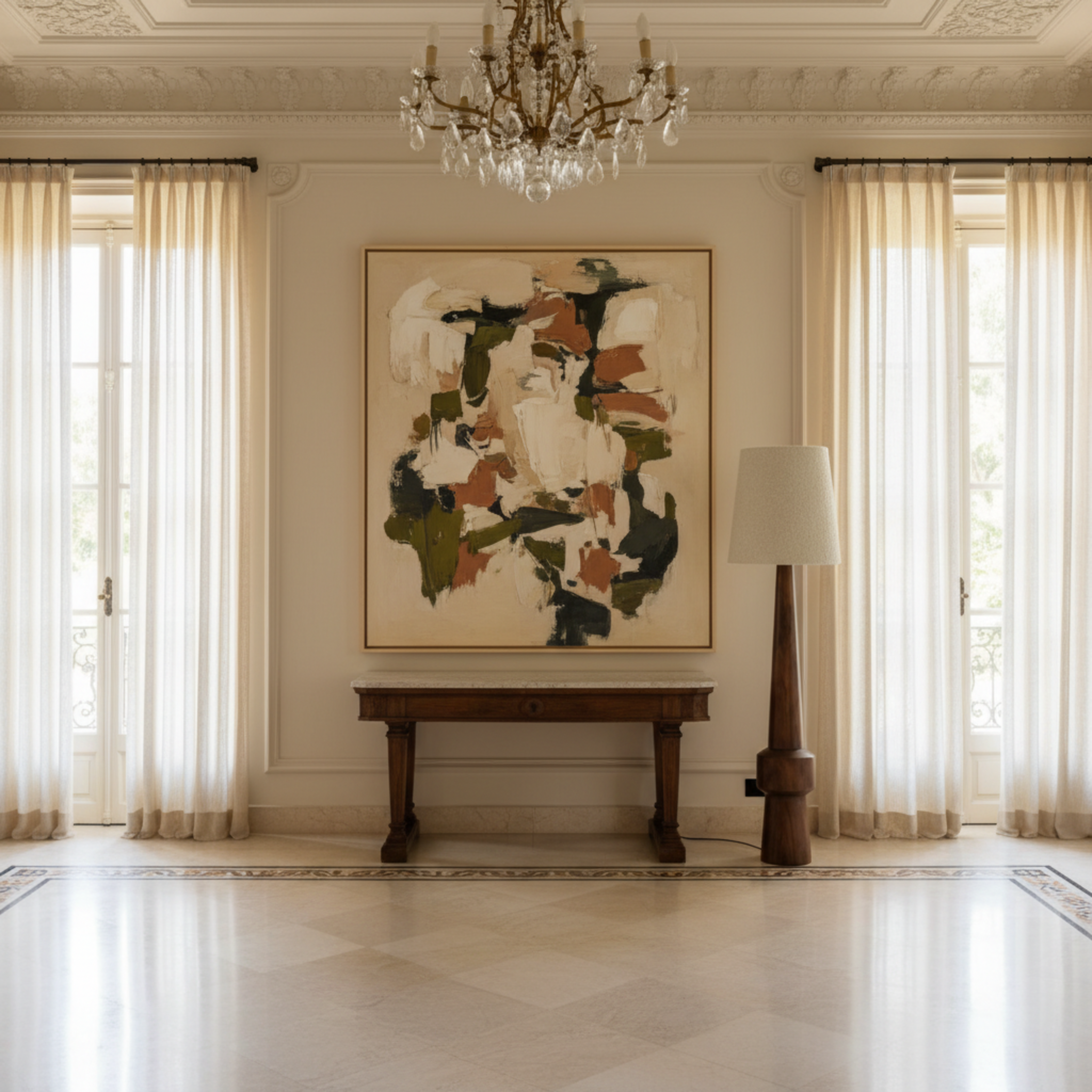 Lampadaire ATLAS Bois Rouge et Abat-Jour Bouclette | Tunisie