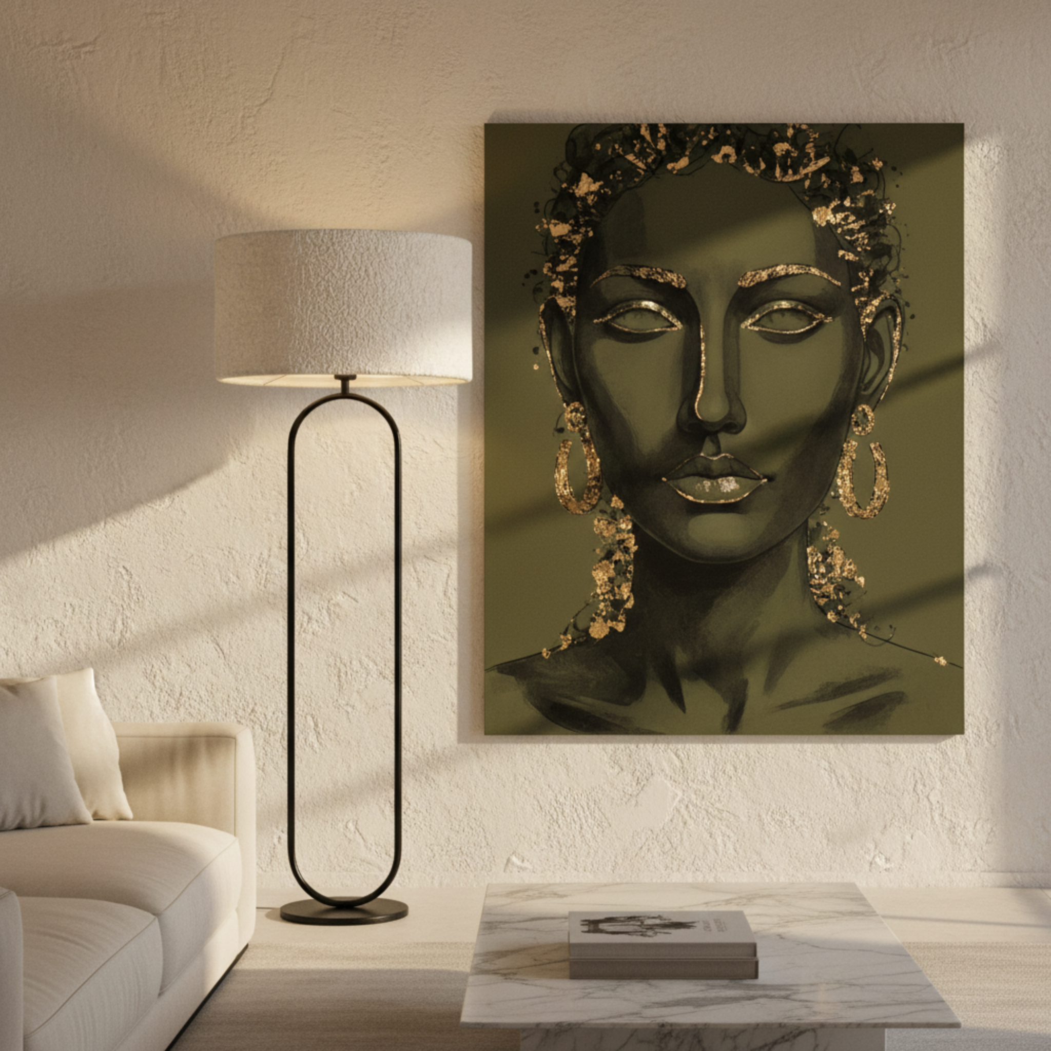 Lampadaire CÉLESTE Métal Noir et Abat-Jour Bouclette | Fiolla Home