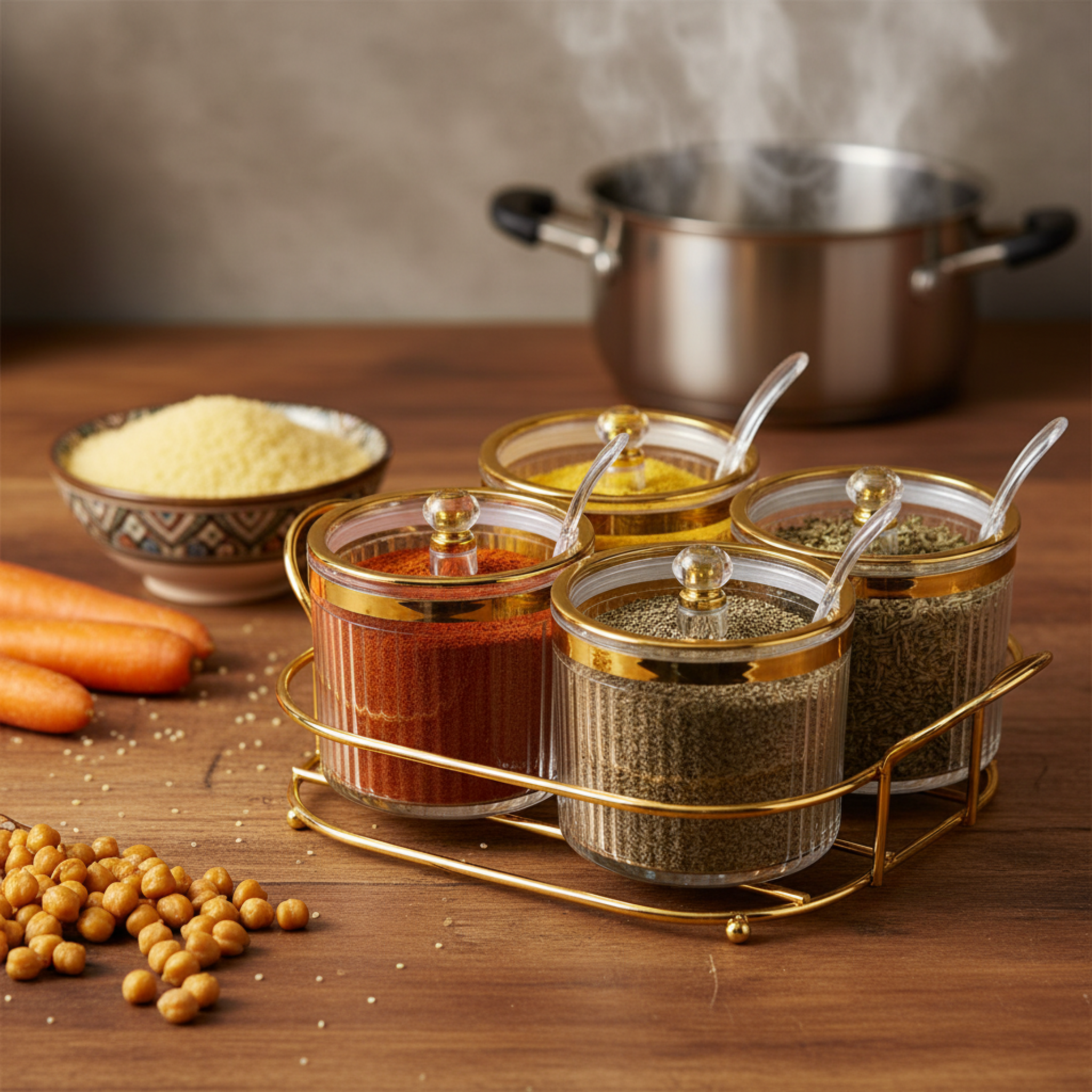 Porte-Épices ou Porte-Fruits Secs avec Support - Organisation Pratique et Élégante | Fiolla Home