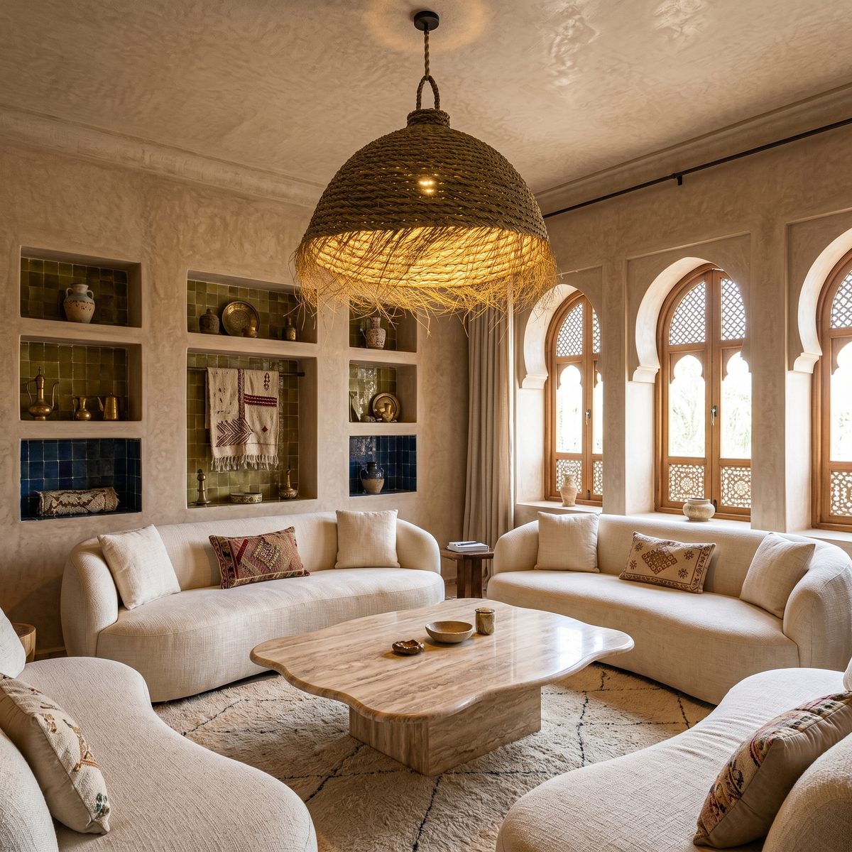 Suspension Ronde Halfa | Luminaire Dôme Naturel | Fiolla Home
