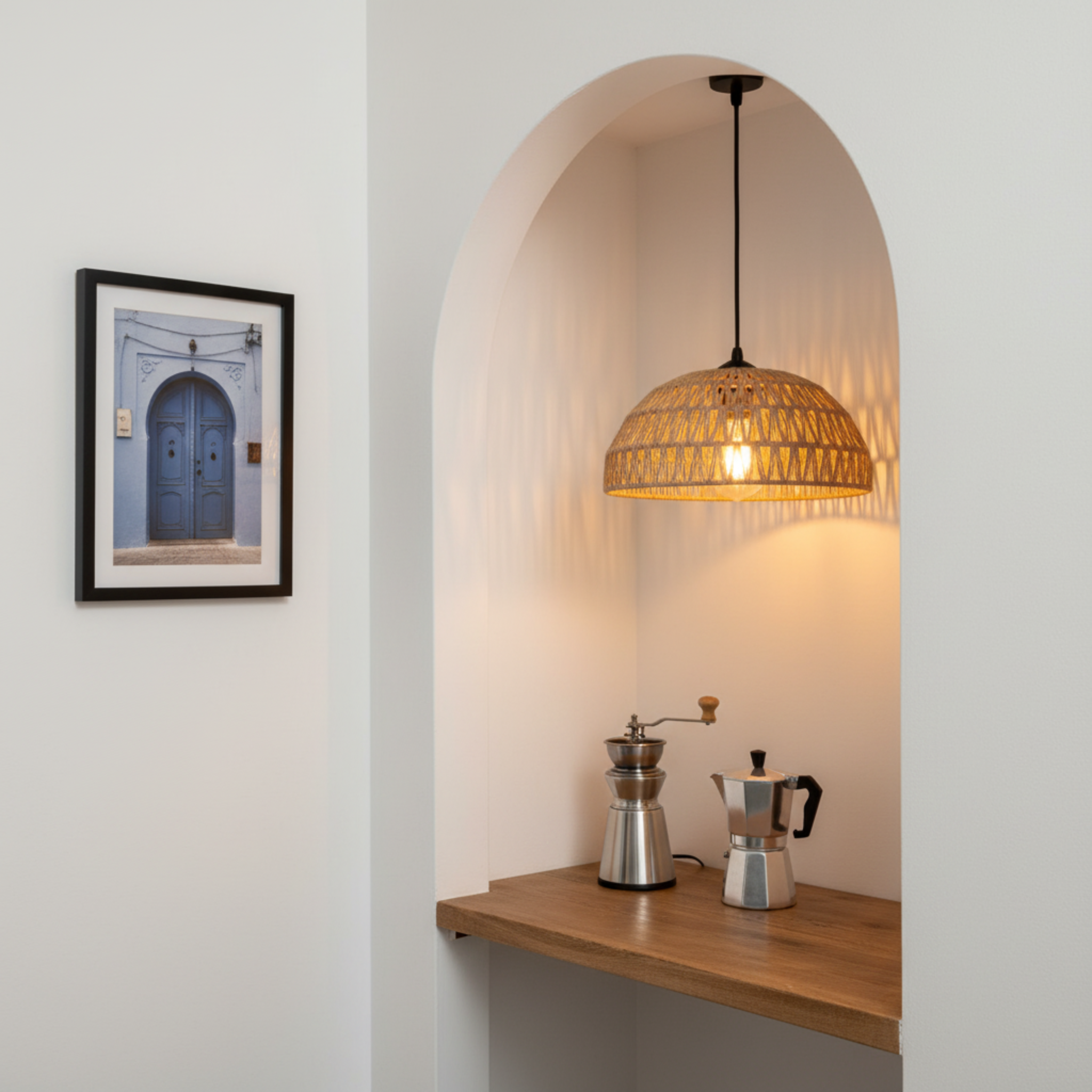 Suspension "Sama" en Jute Tressé – Luminaire Dôme Style Boho