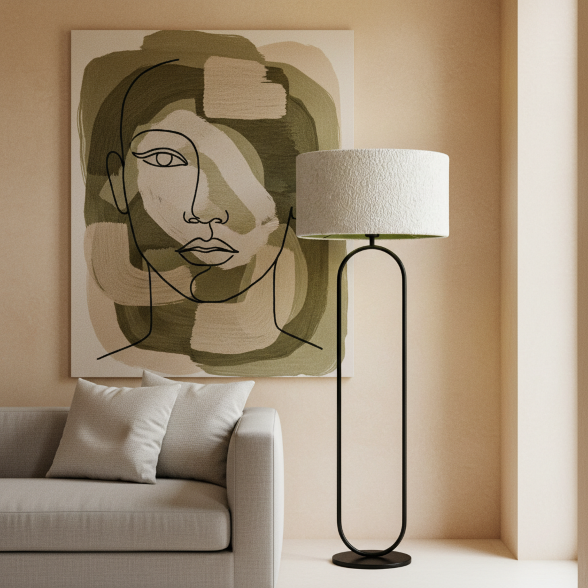 Lampadaire CÉLESTE Métal Noir et Abat-Jour Bouclette | Fiolla Home