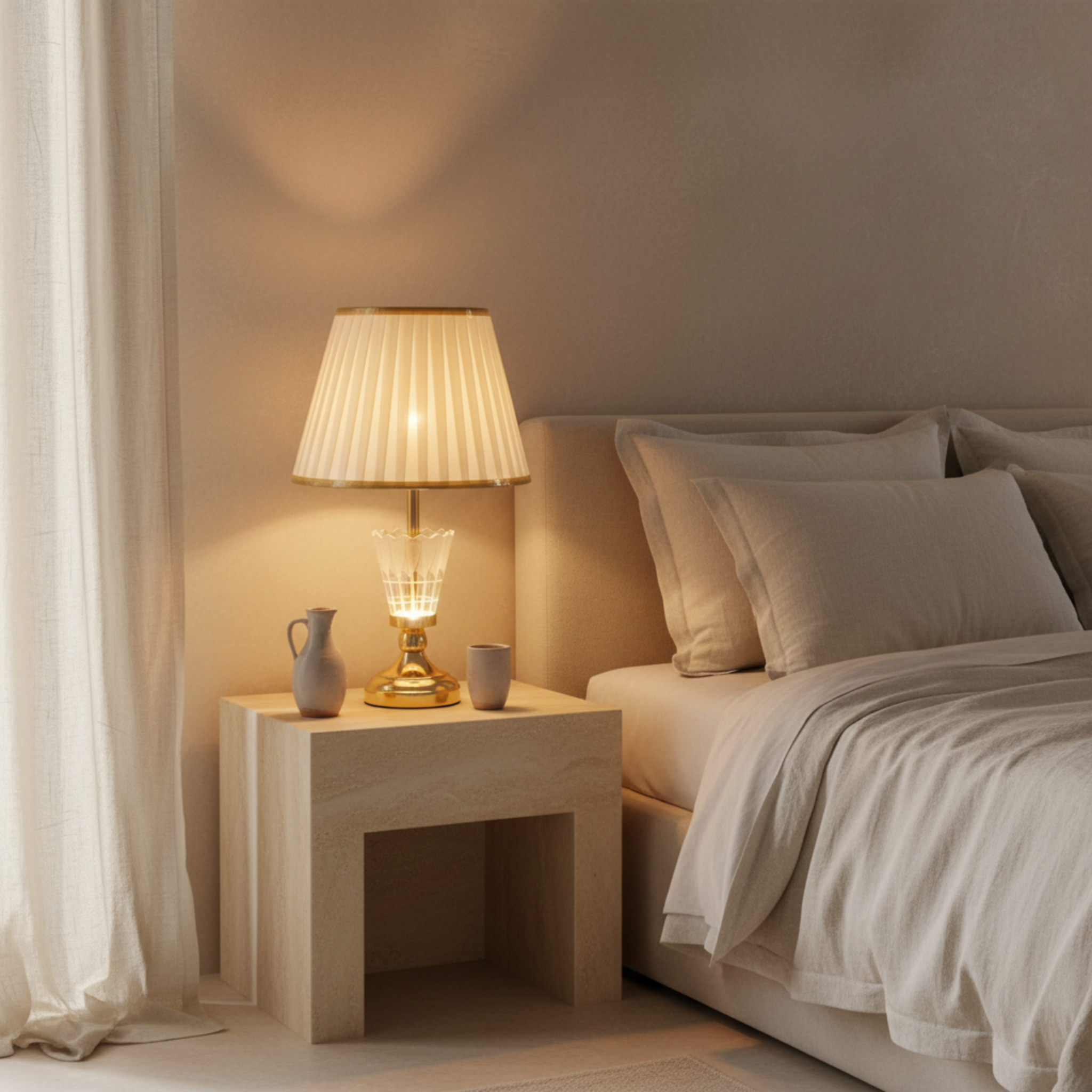 Veilleuse Dorée Élégante – Lampe de Chevet Design pour Chambre à Coucher Tunisie