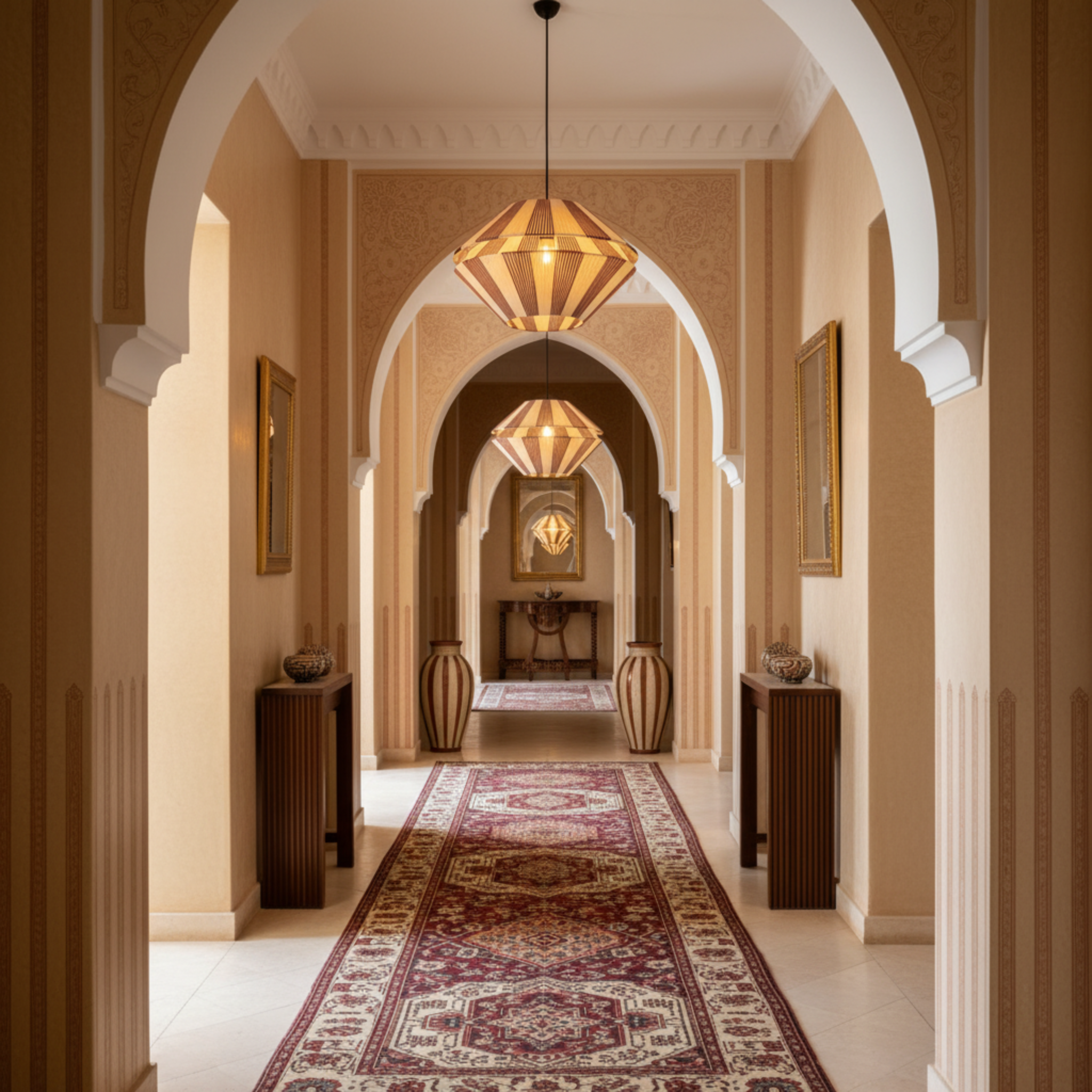 Suspension Jute Plissée Géométrique Fait Main | Design Tunisien Élégant