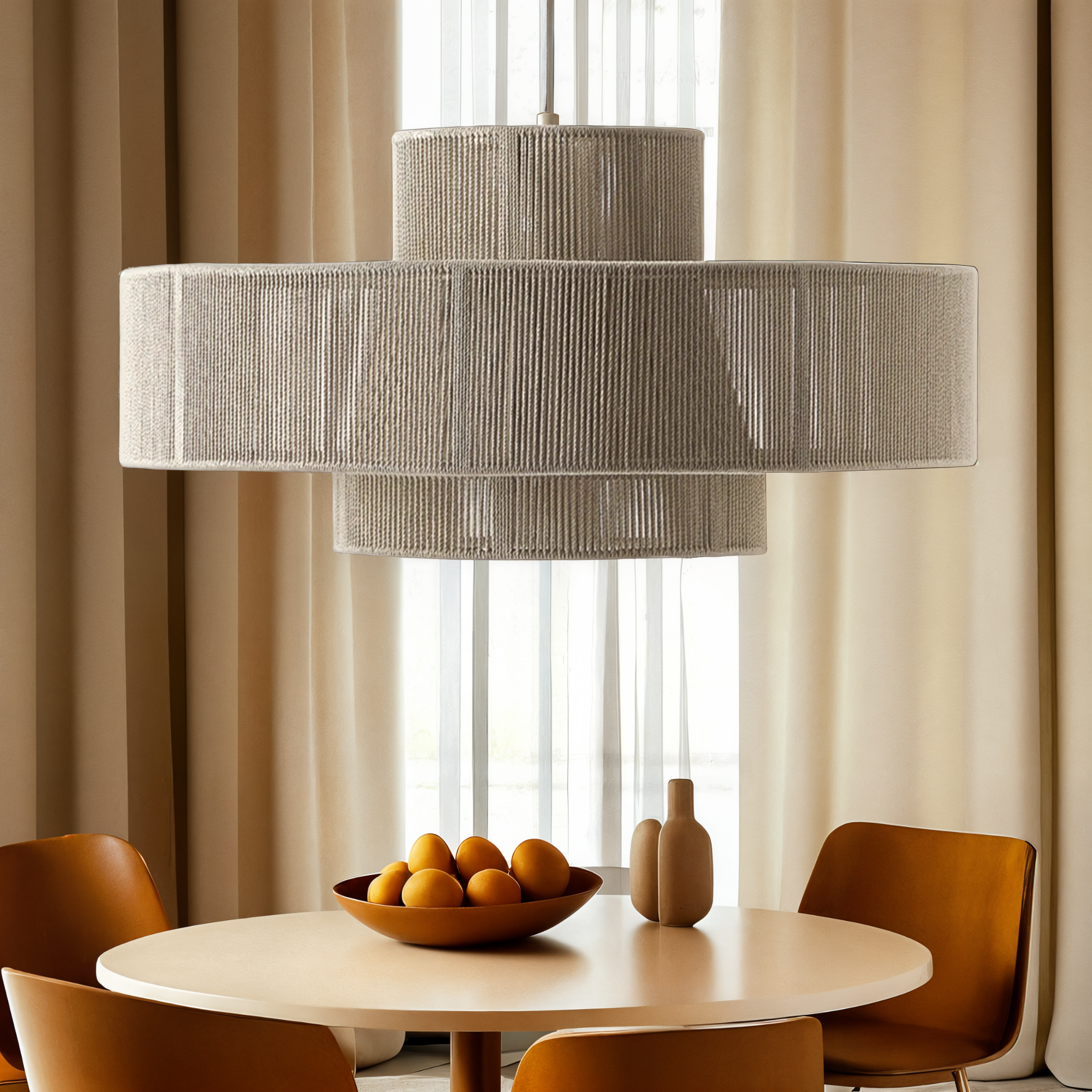 Suspension en Fil de Coton Clara | Luminaire Tissé Élégant | Fiolla Home