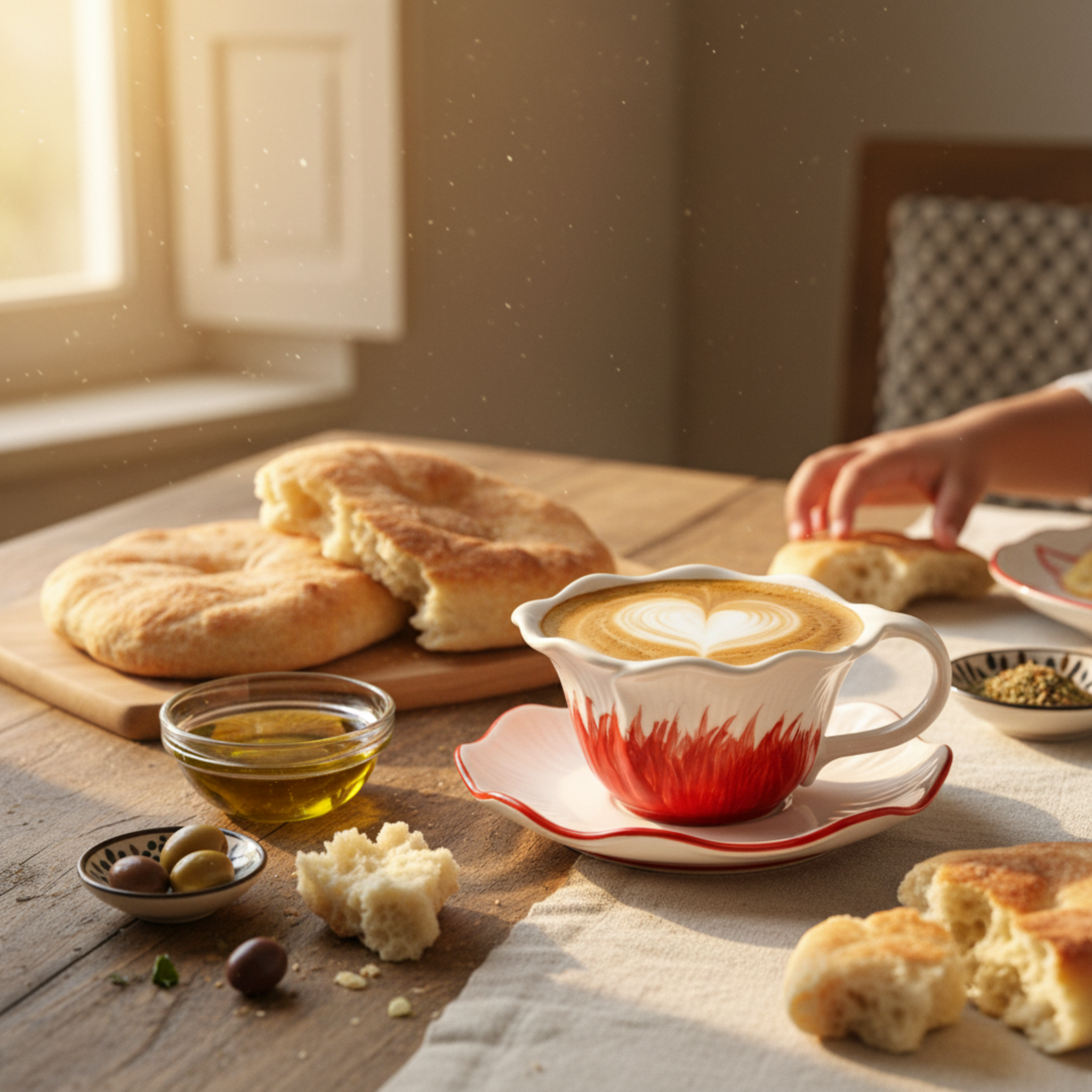 Tasse à Café Design "Pétale Rouge" en Céramique avec Soucoupe