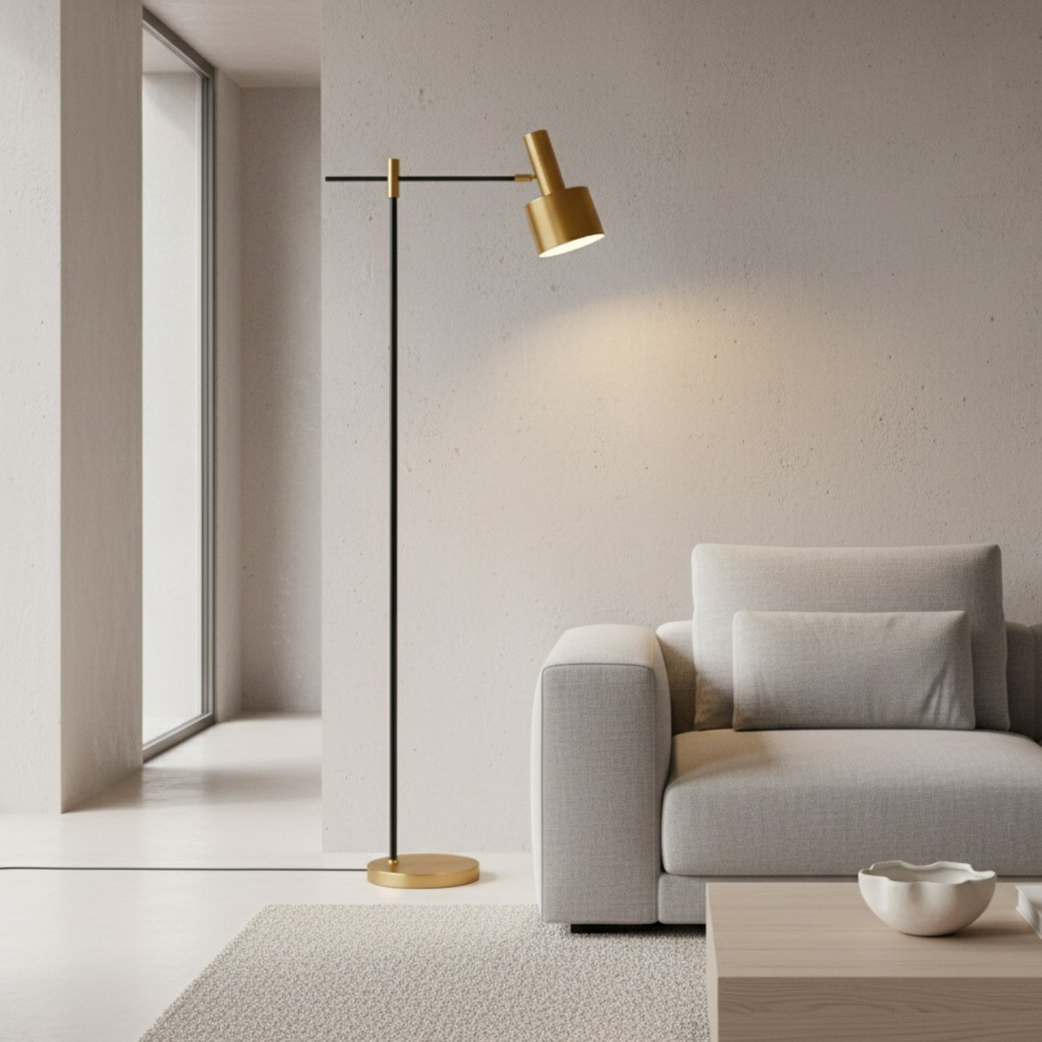 Lampadaire LED Tunisie — Moderne Noir & Laiton, Tête Orientable