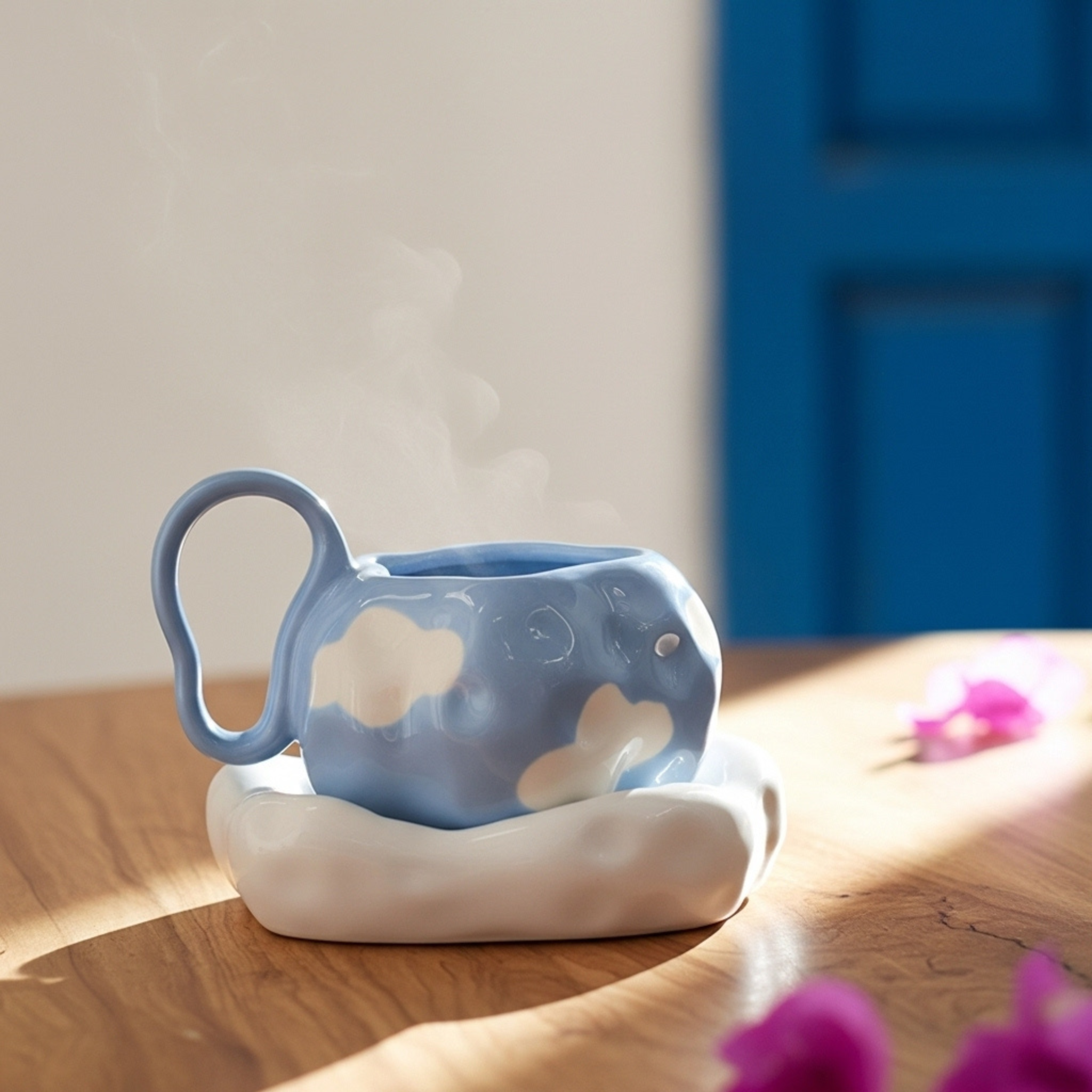 Mug Nuages avec Sous-Tasse – Céramique Créative Tunisie | Fiolla Home