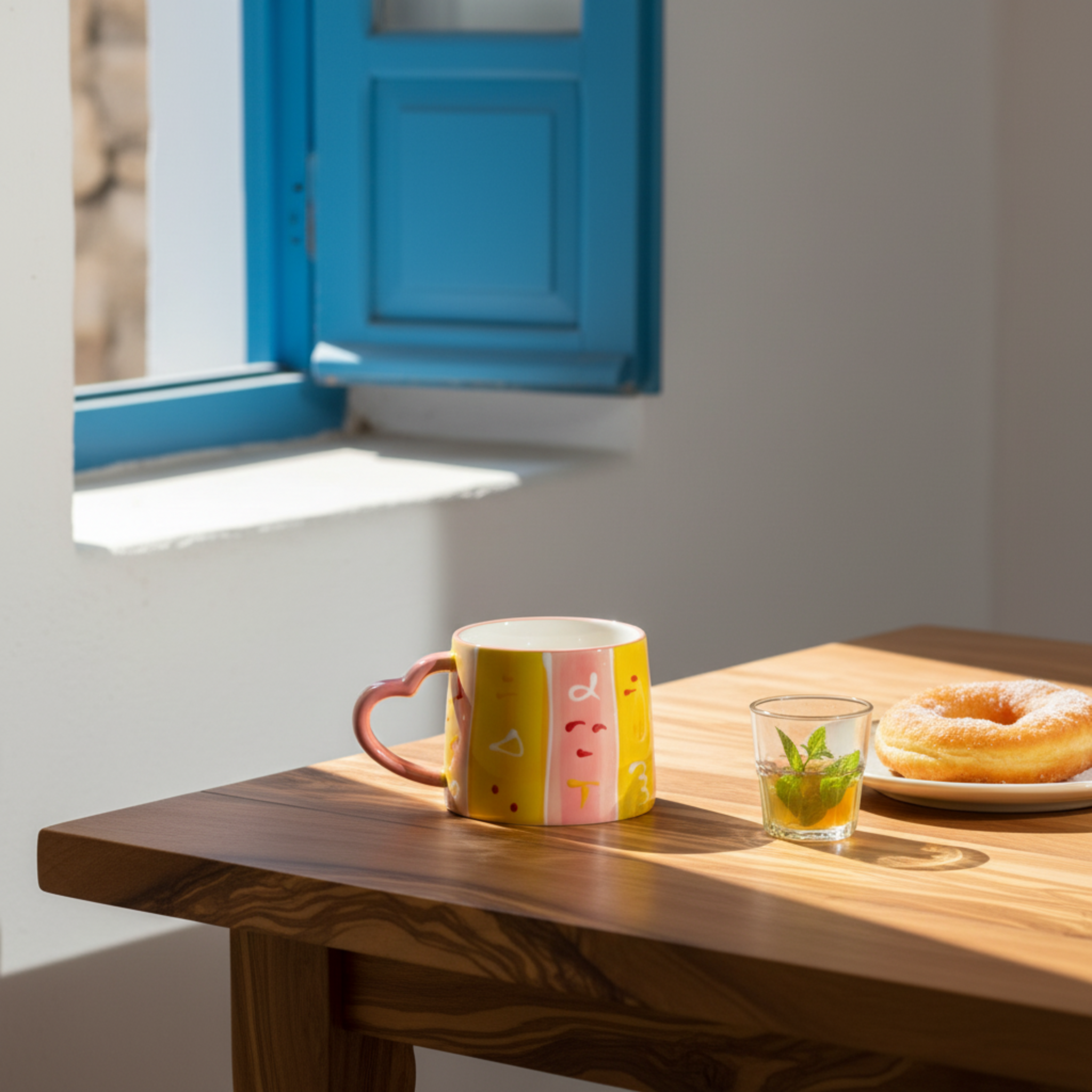 Mug Coloré avec Anse en Forme de Cœur | Tasse Originale en Céramique