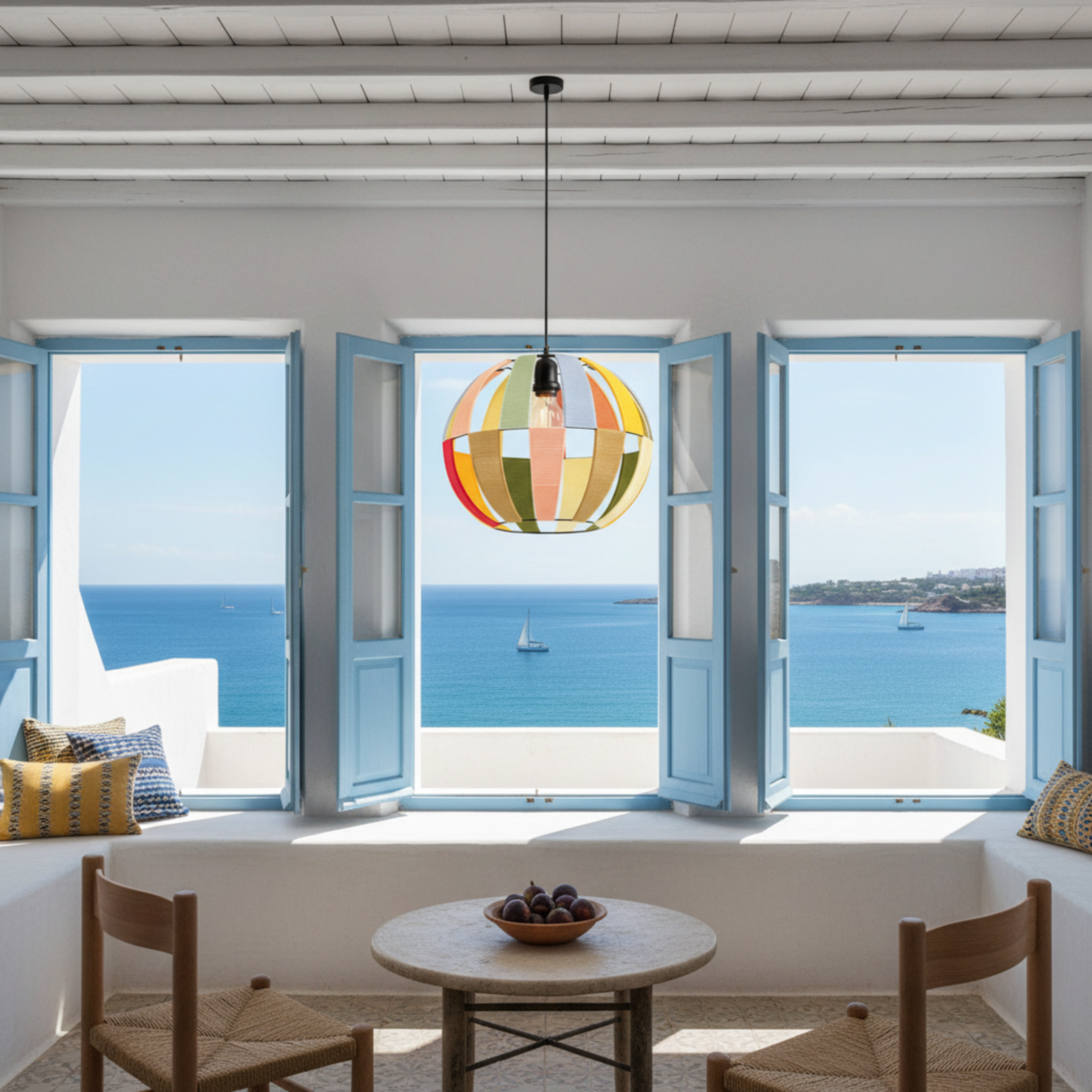 Suspension Sphérique Multicolore | Fibres Artisanales | Tunisie