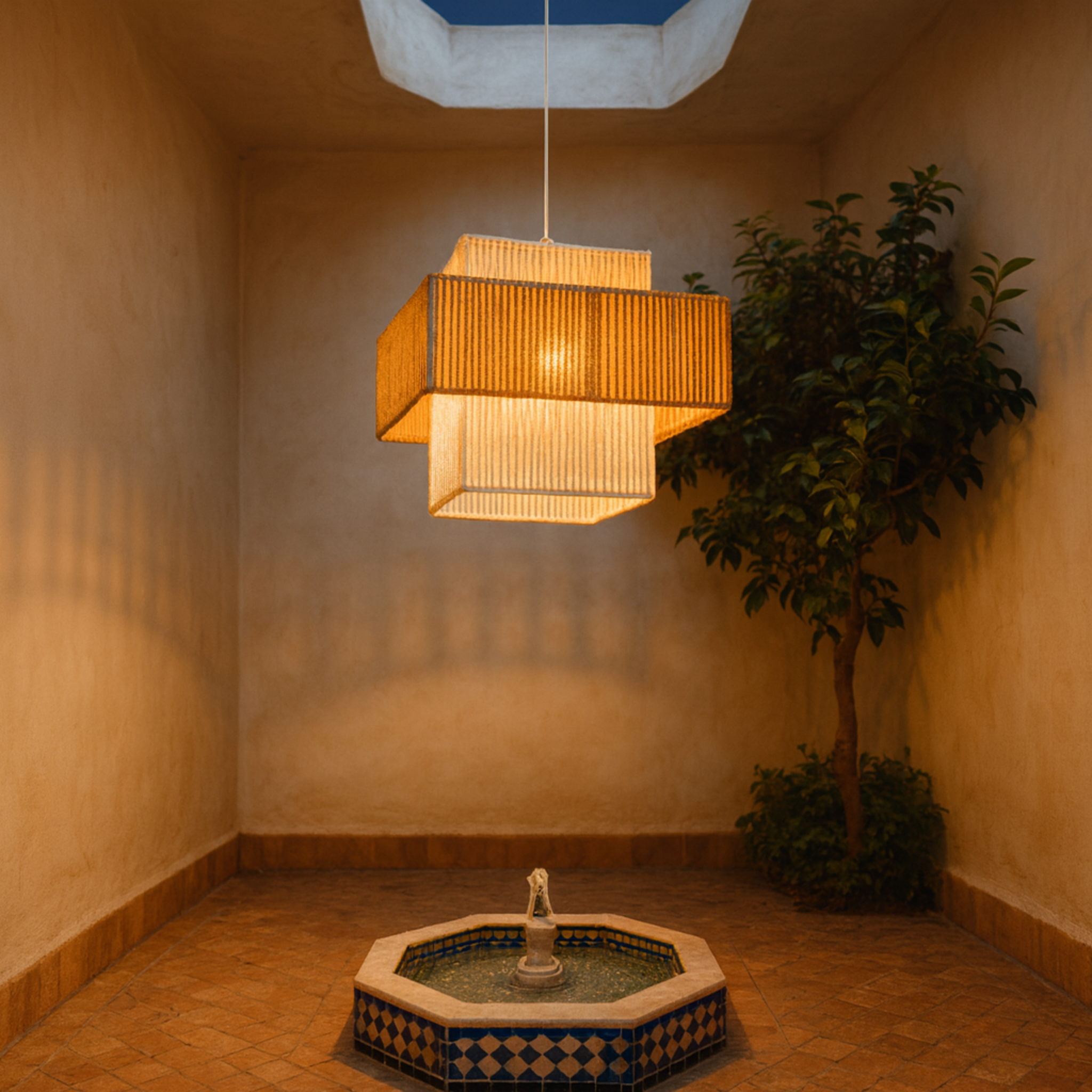 Suspension jute Tunisie | Double cube décalé | Fiolla Home