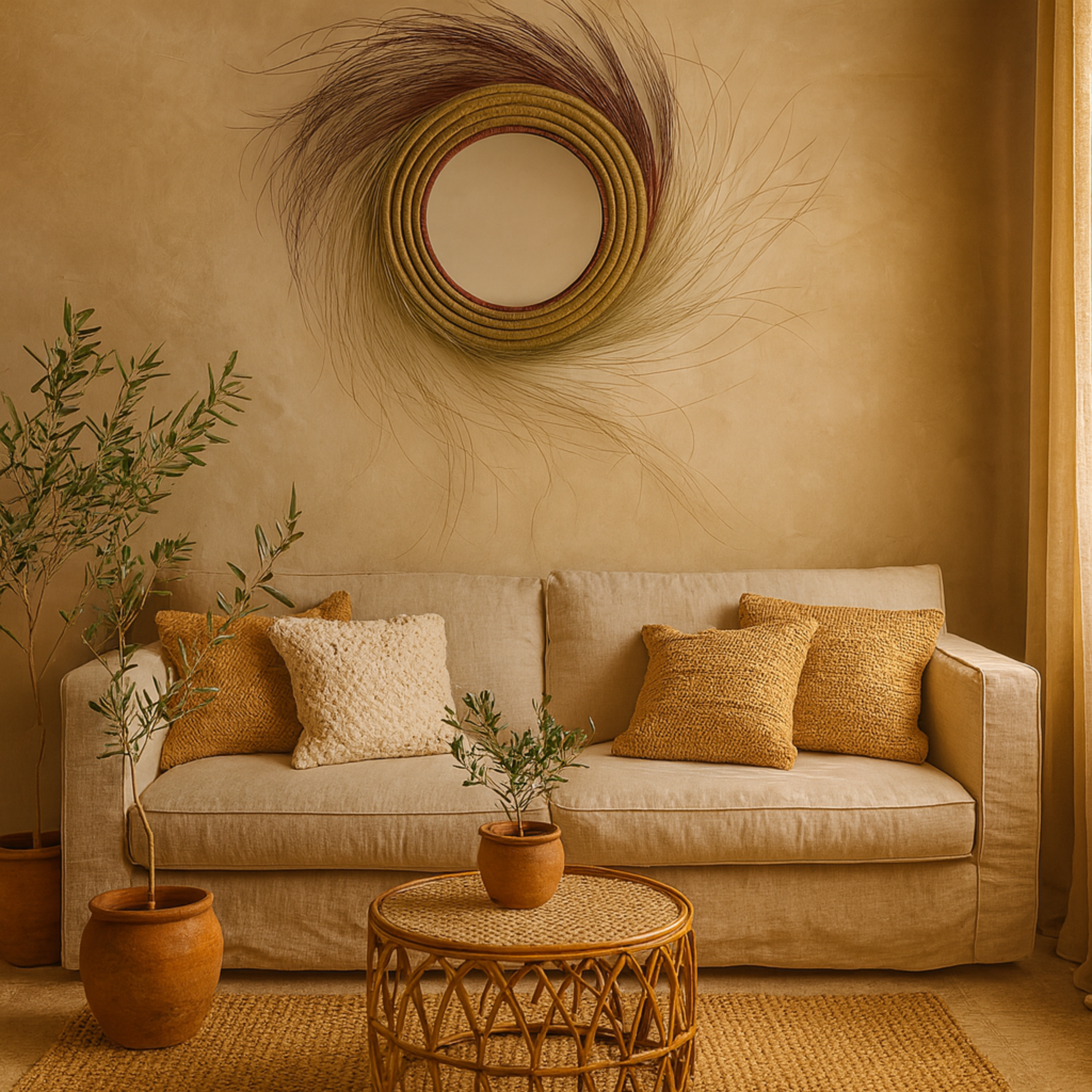 Miroir Mural en Halfa Tressée | Design Naturel | Fiolla Home