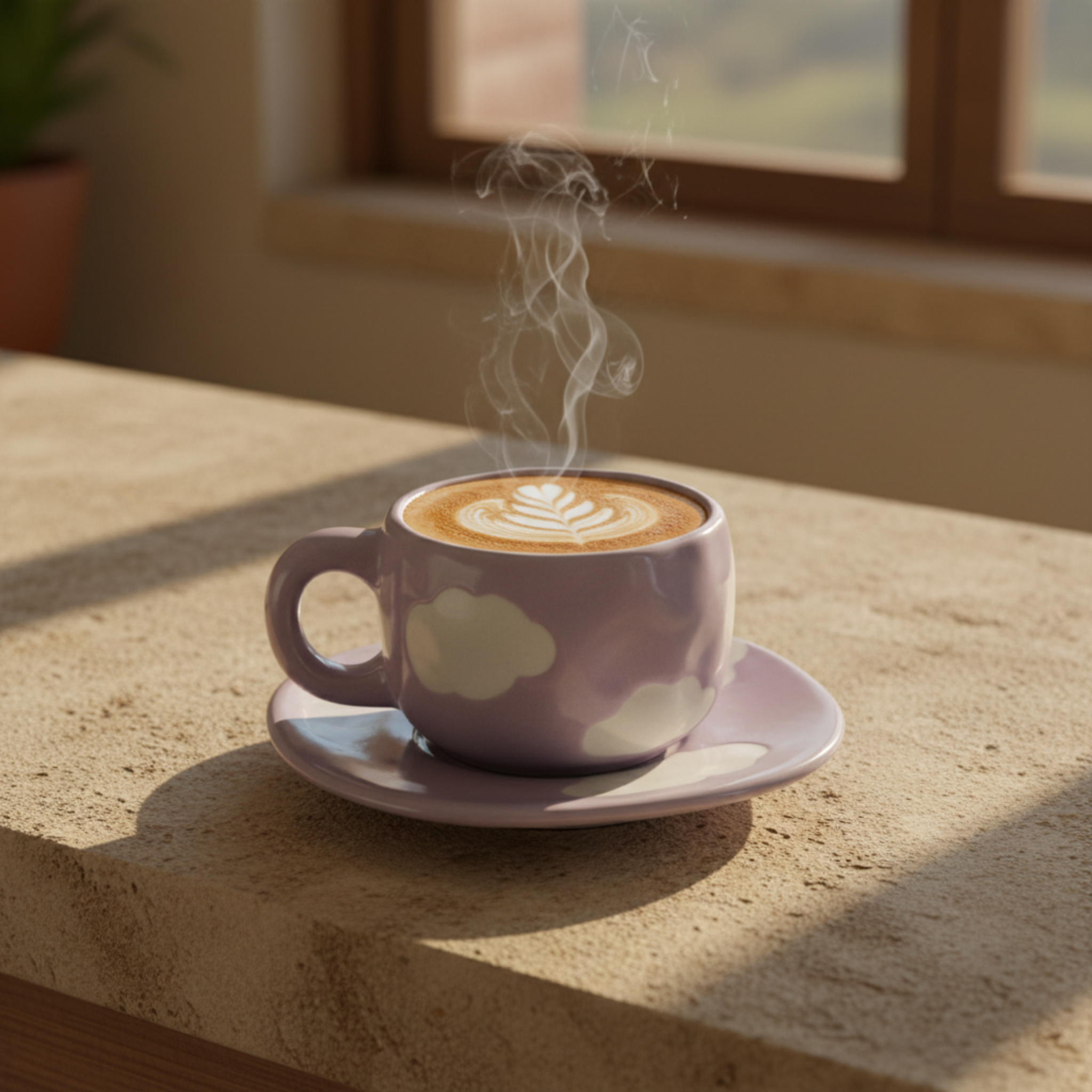 Tasse Nuage Violette Céramique — Mug Pastel Design & Soucoupe