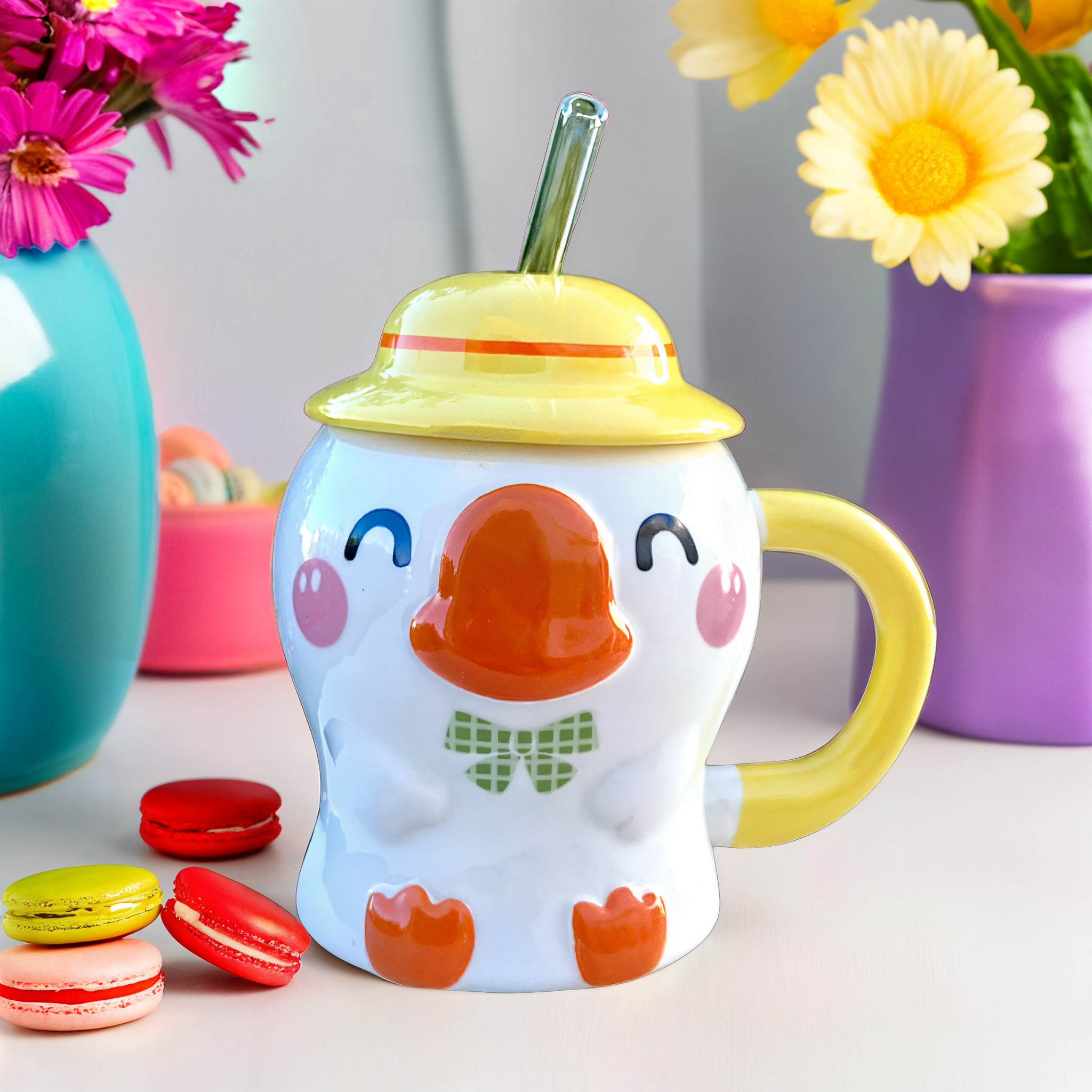 Mug Canard Original | Look Créatif et Couvercle Pratique | Fiolla Home