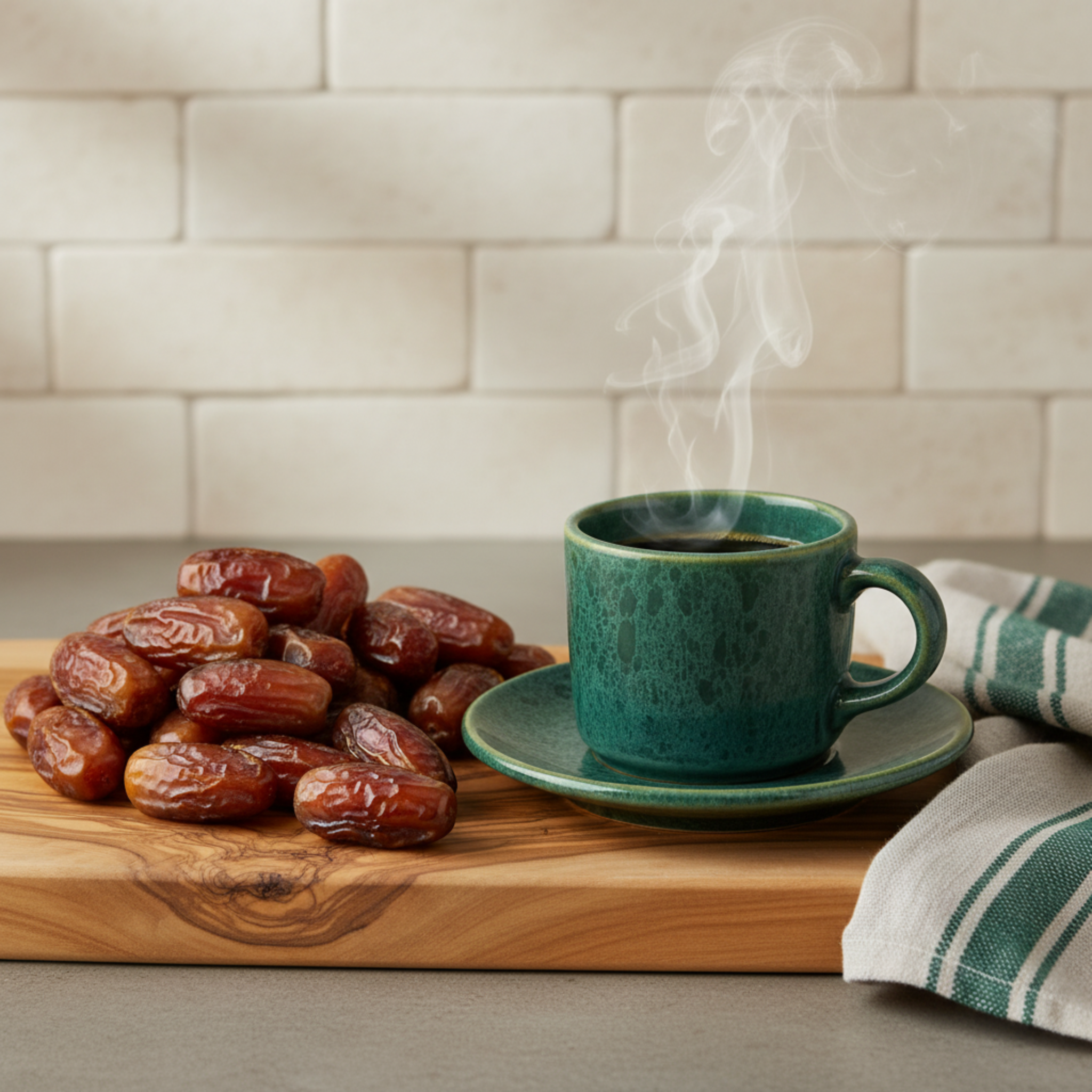 Tasse Espresso en Céramique Émeraude avec Soucoupe – Style Tunisien