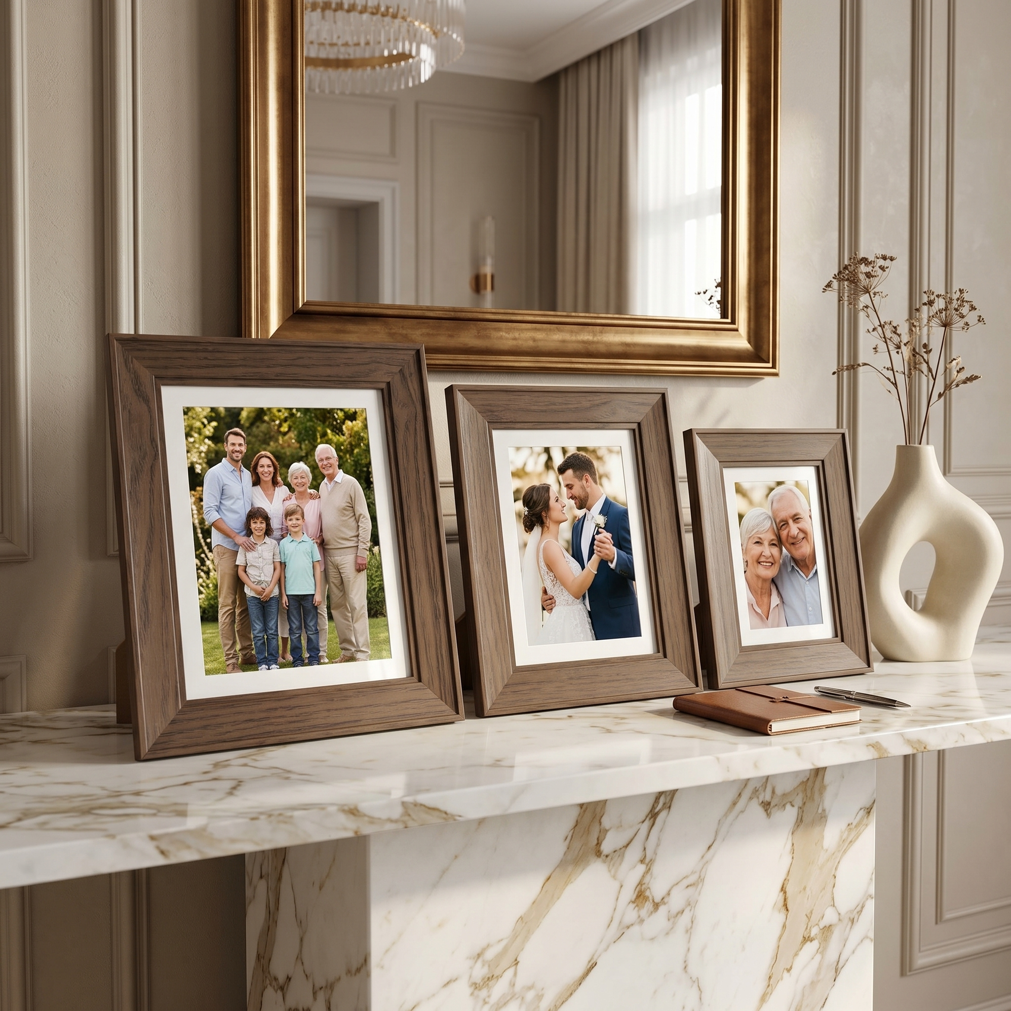 Set 3 Cadres Photo Bois Rustique Tunisie | 3 Tailles | Fiolla Home