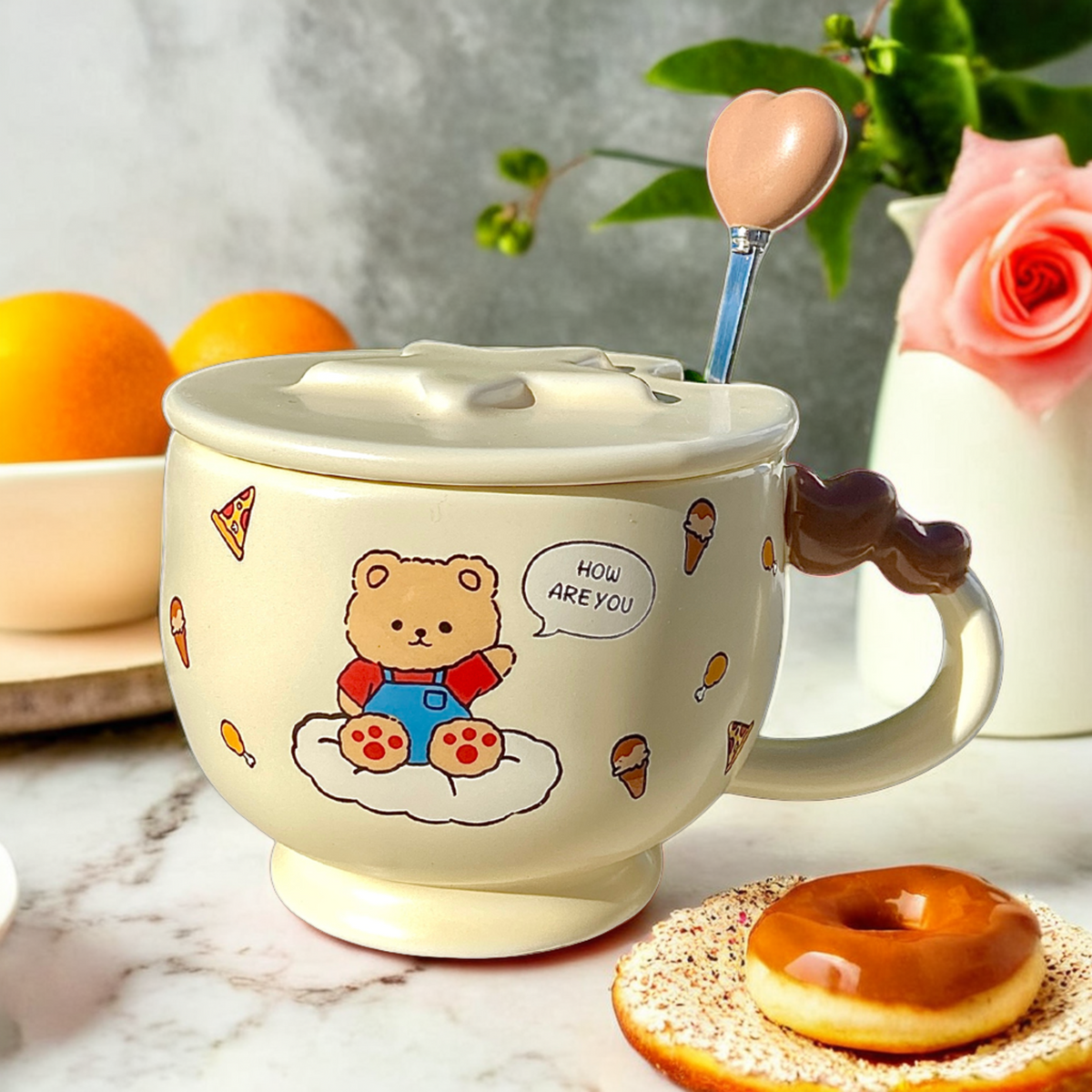 Mug Animal Mignon | Avec Couvercle et Cuillère Pratique | Fiolla Home