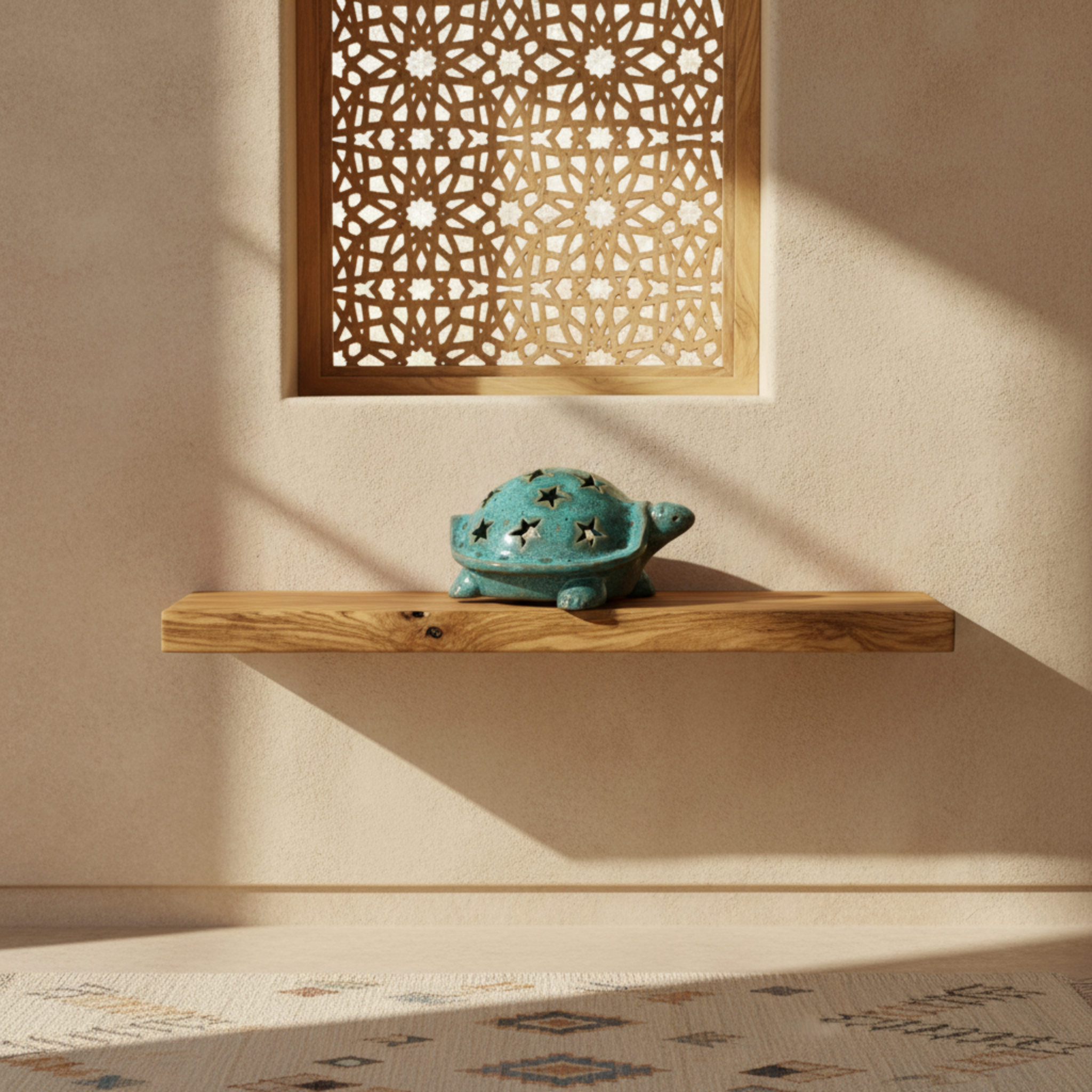 Tortue en céramique émaillée ajourée – Étoiles, style méditerranéen