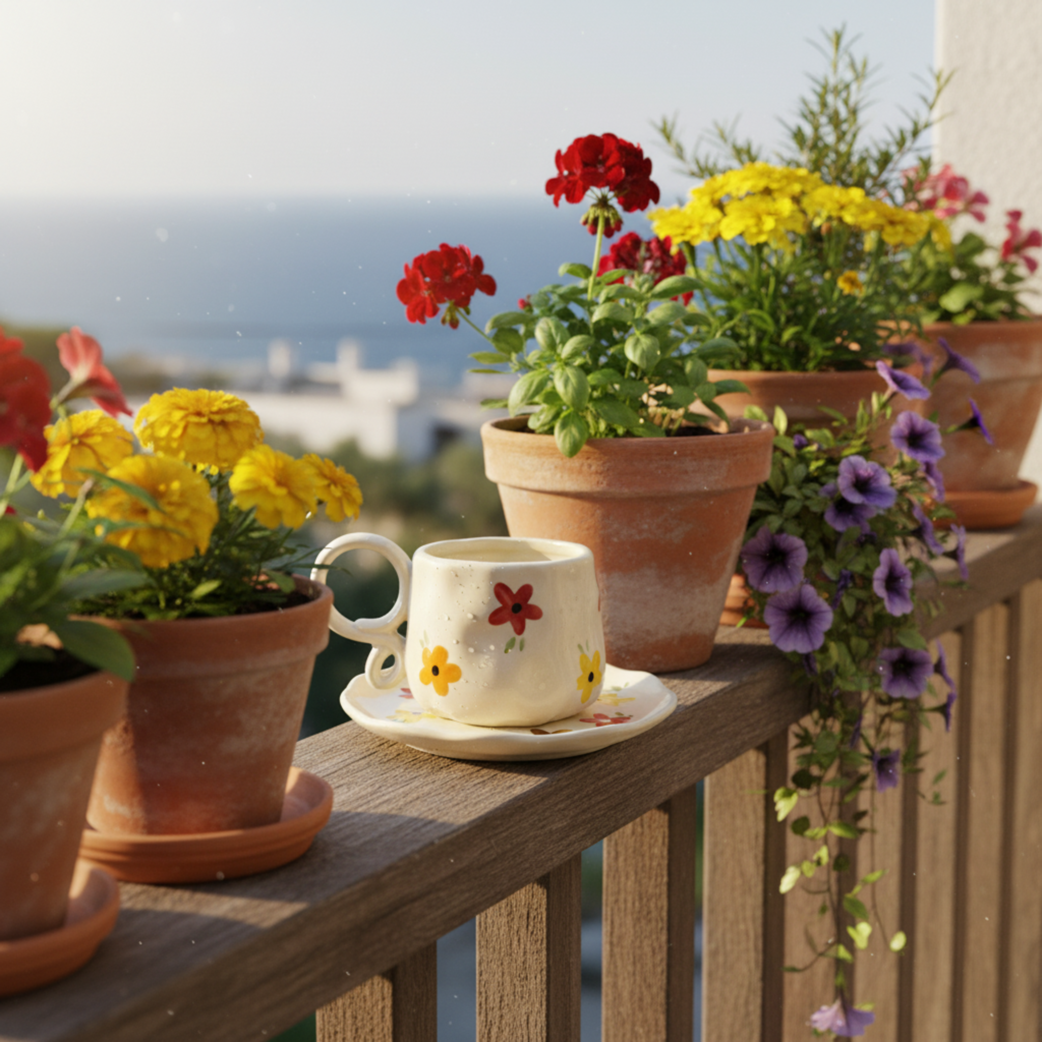 Tasse Céramique "Spring" — Mug Fleuri avec Anse Nouée Tendance