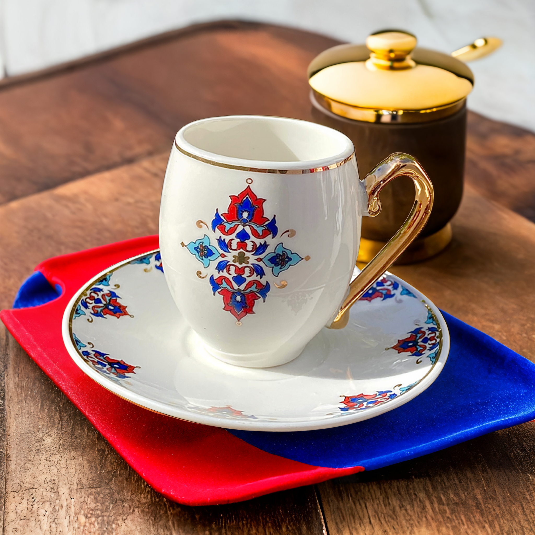 Service à Café Noir | Élégance Artisanale & Détails Dorés | Fiolla Home