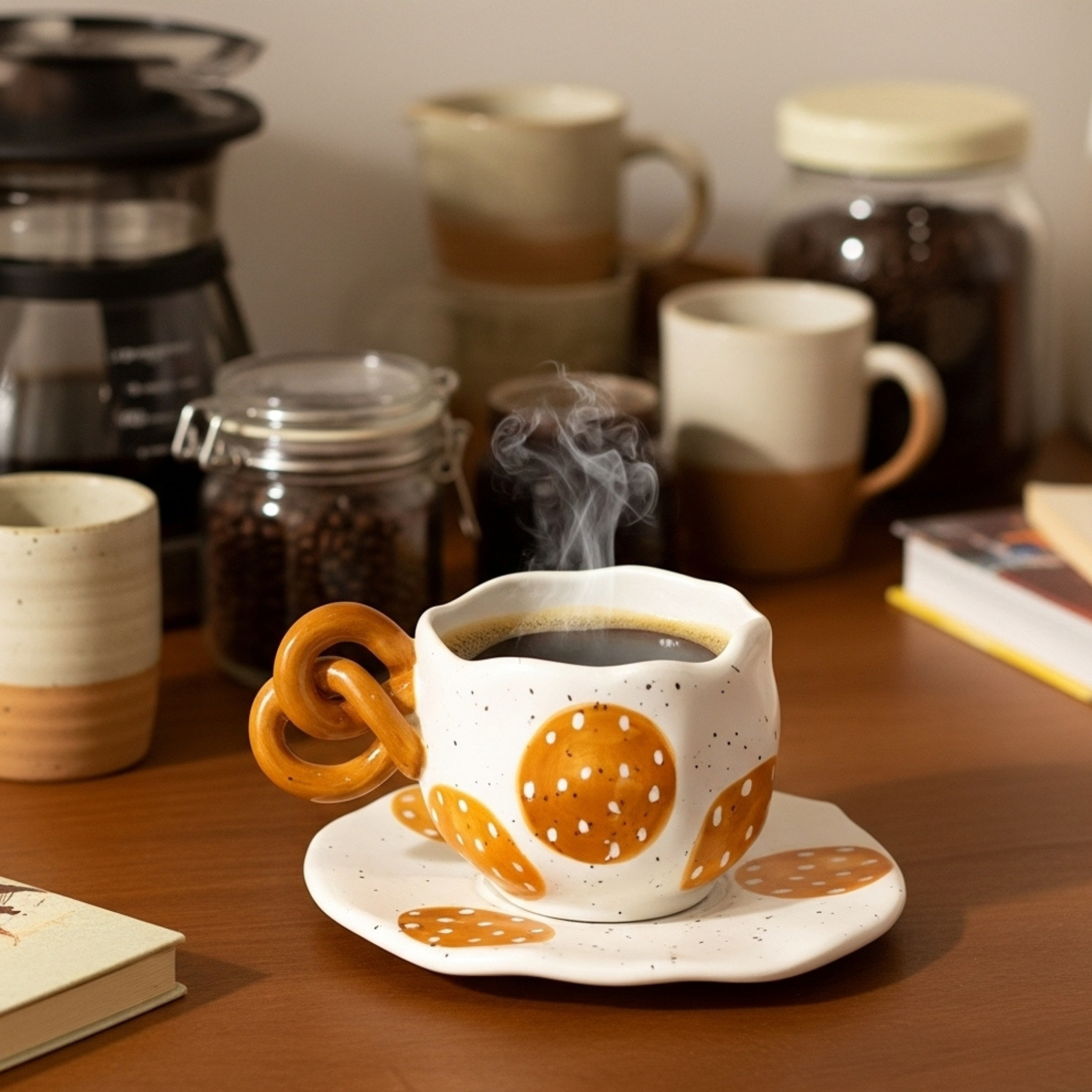 Tasse à Café Artisanale | Anse Originale en Forme de Bretzel