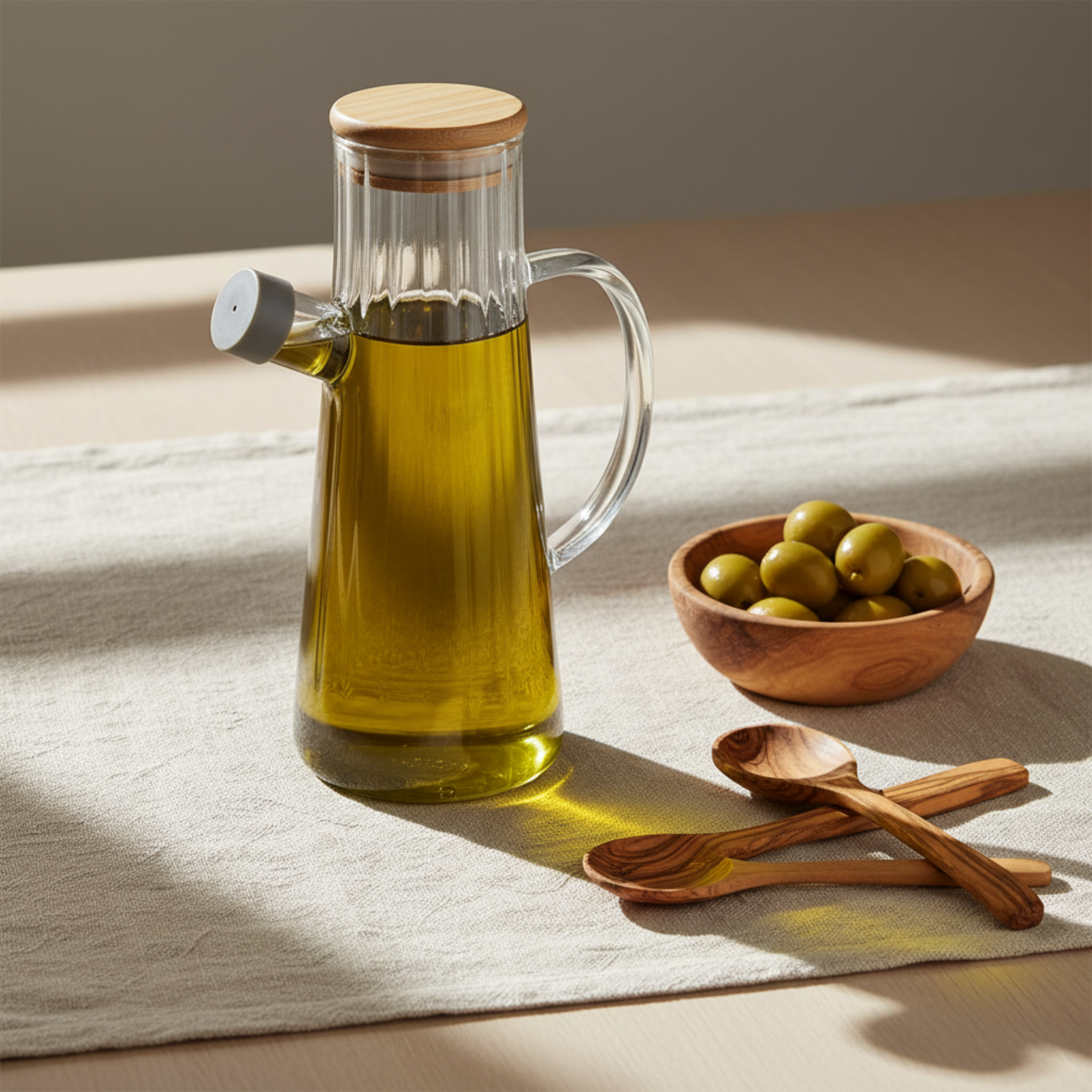 Huilier en Verre Design Côtelé & Bec Anti-Goutte – Élégance Cuisine