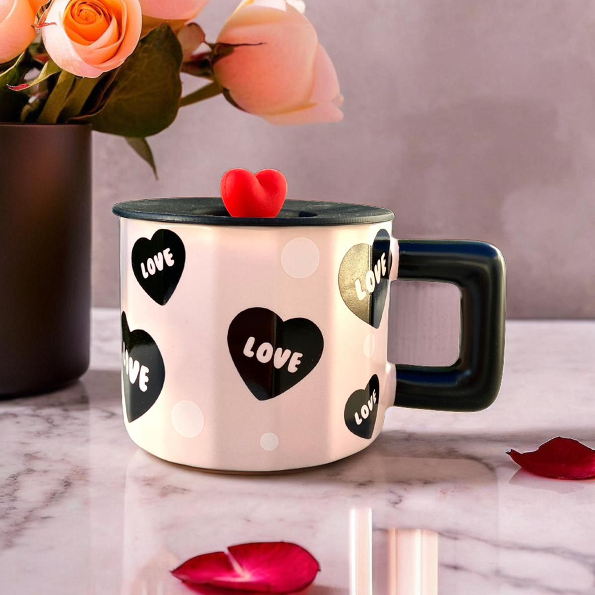Mug à Motifs de Cœurs | Style Raffiné et Pratique | Fiolla Home