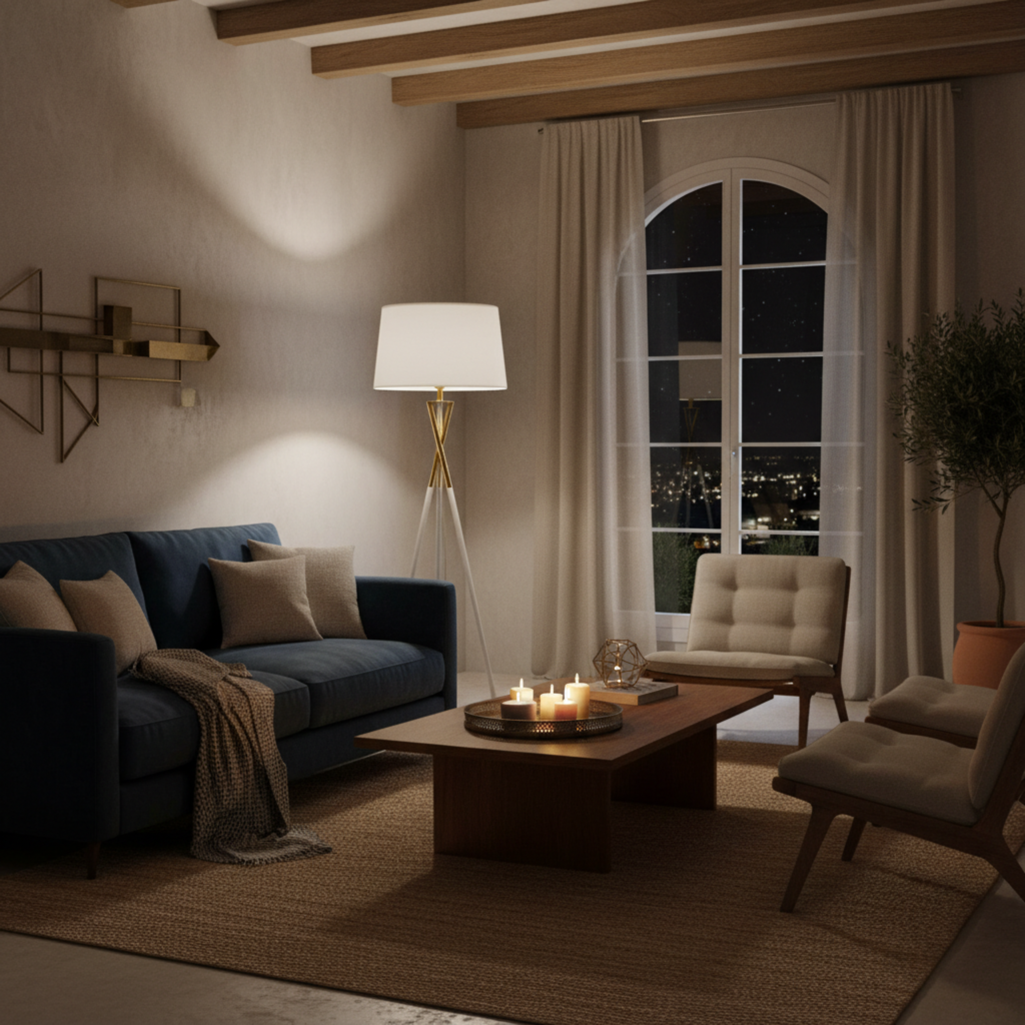 Lampadaire Trépied "Luxe Blanc & Or" – Design Scandinave Chic Tunisie