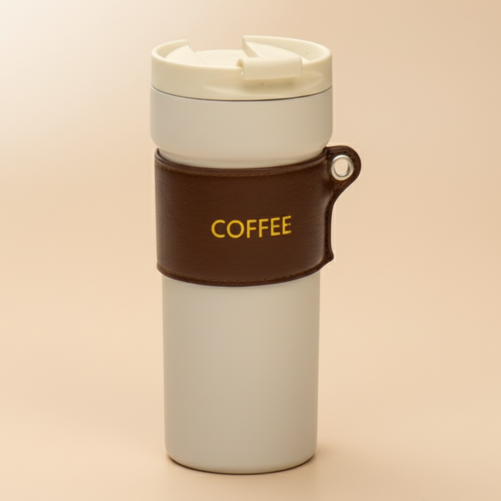 Thermos Isotherme | Crème, Manchon Effet Cuir | Fiolla Home