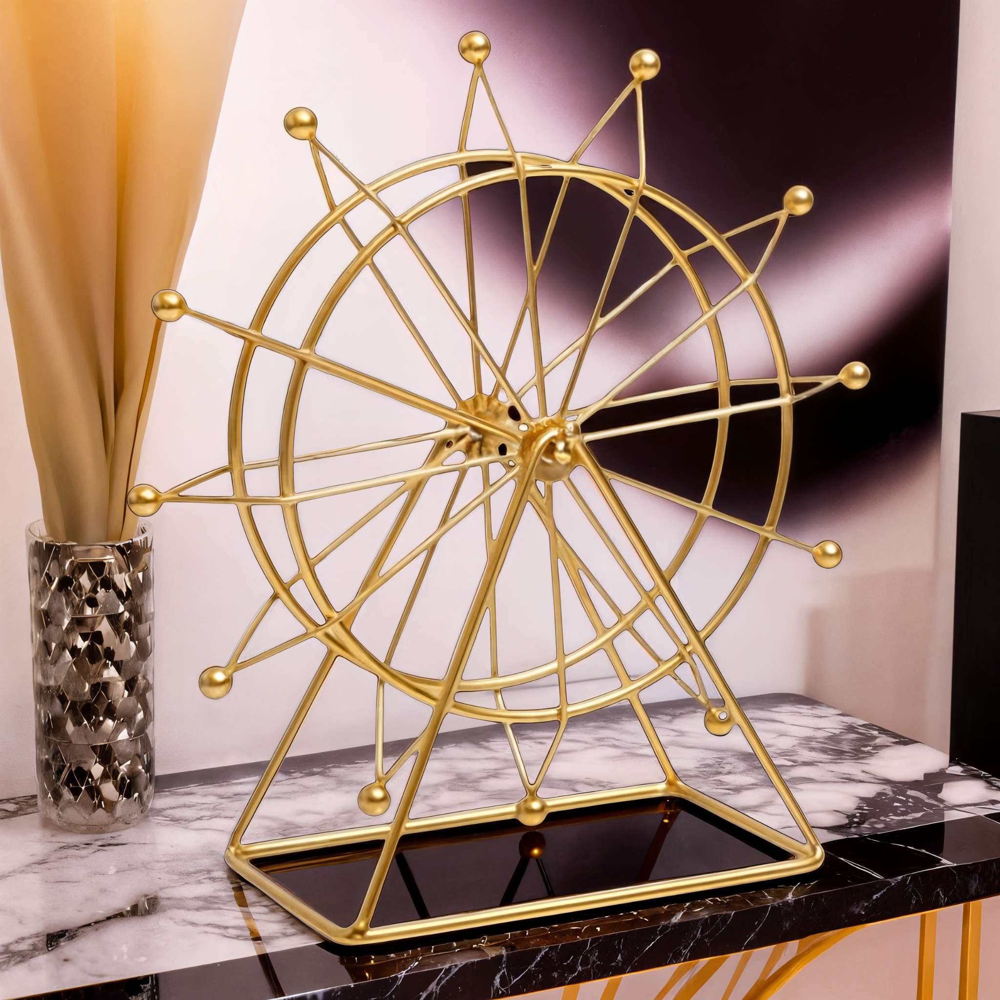Roue Décorative Métal Doré | Design Élégant & Moderne | Fiolla Home