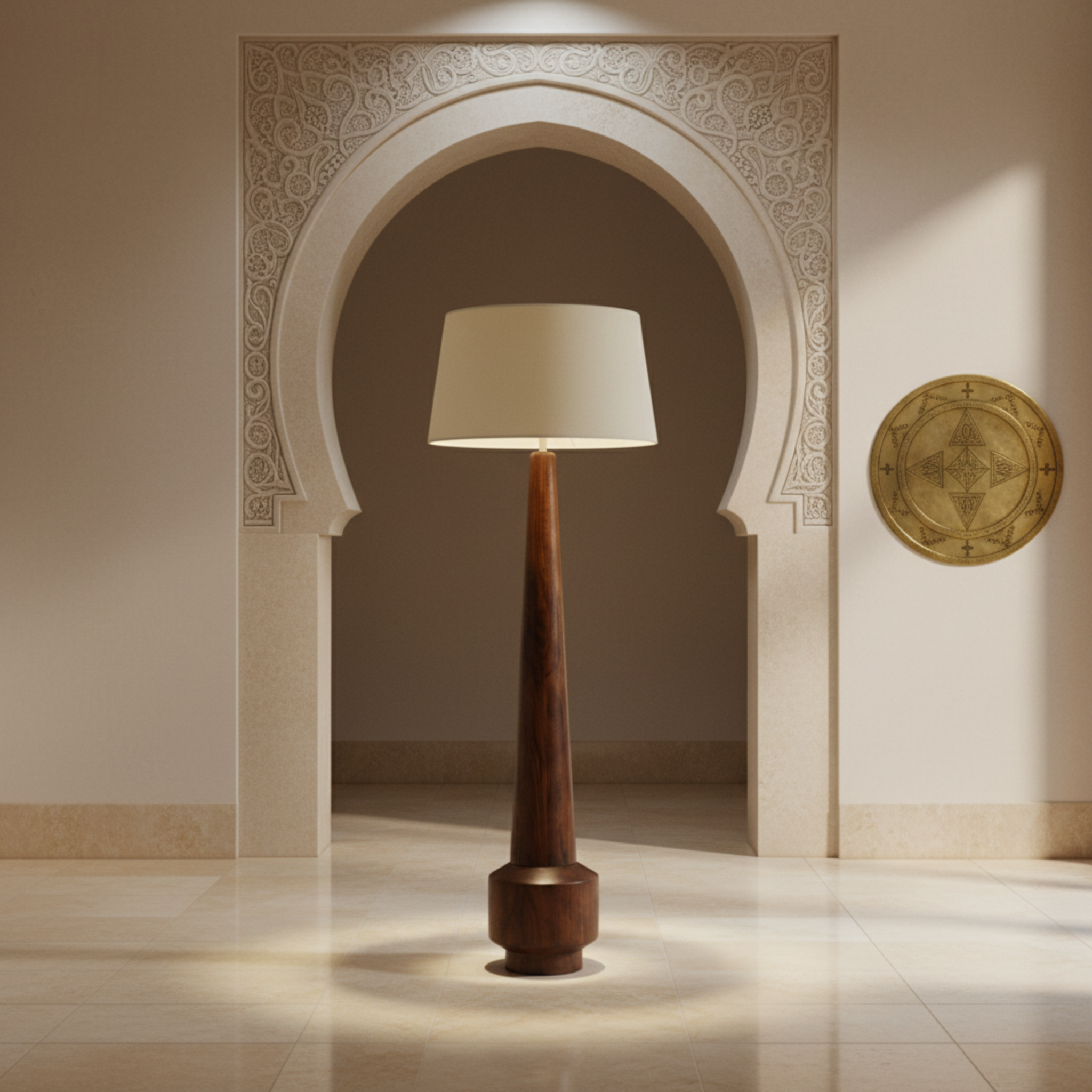 Lampadaire sur Pied en Bois Massif - Design Sculptural & Authentique